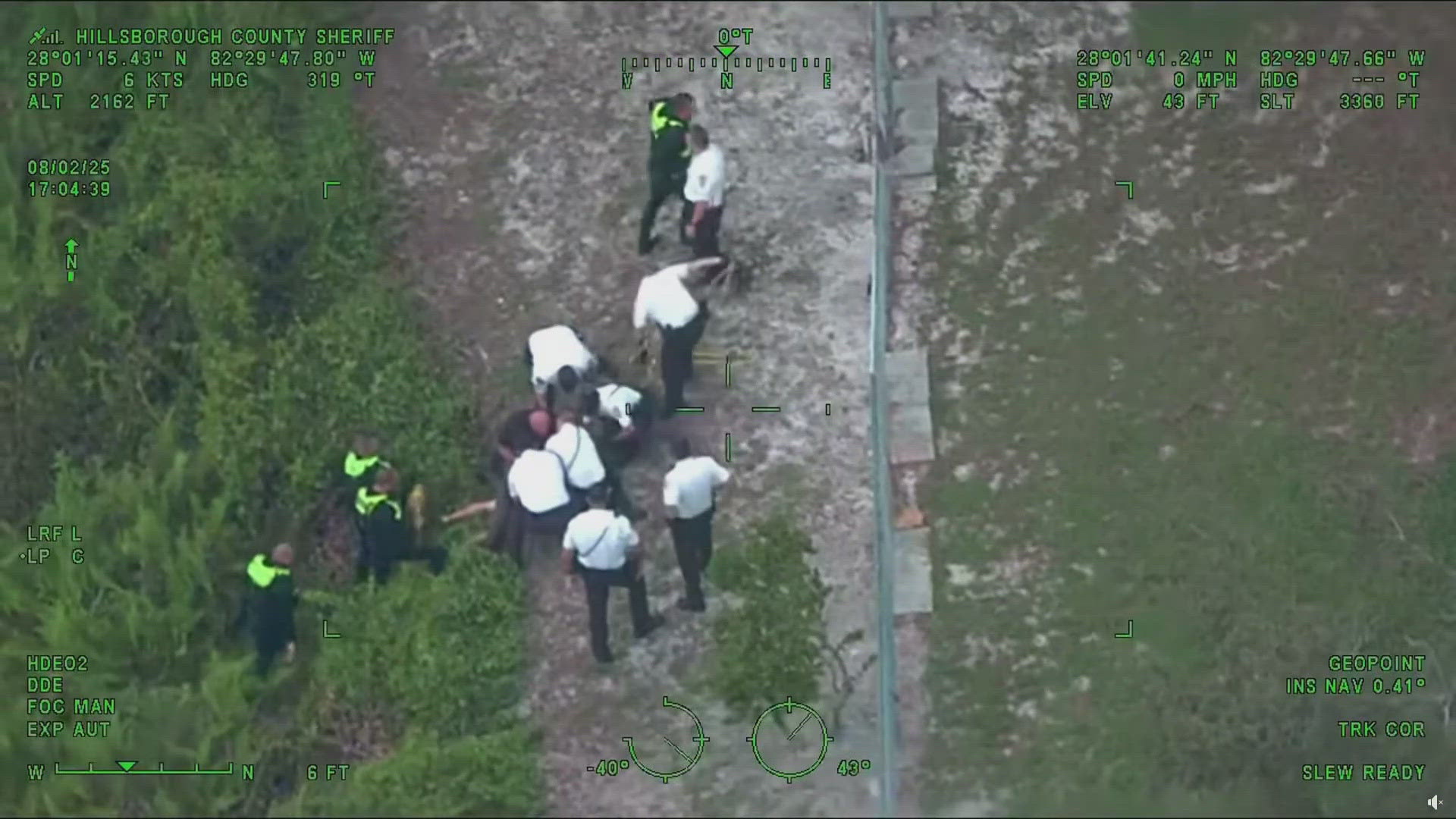 A felony suspect ran from HCSO deputies and tried to hide in some murky water near Key Biscayne Drive.