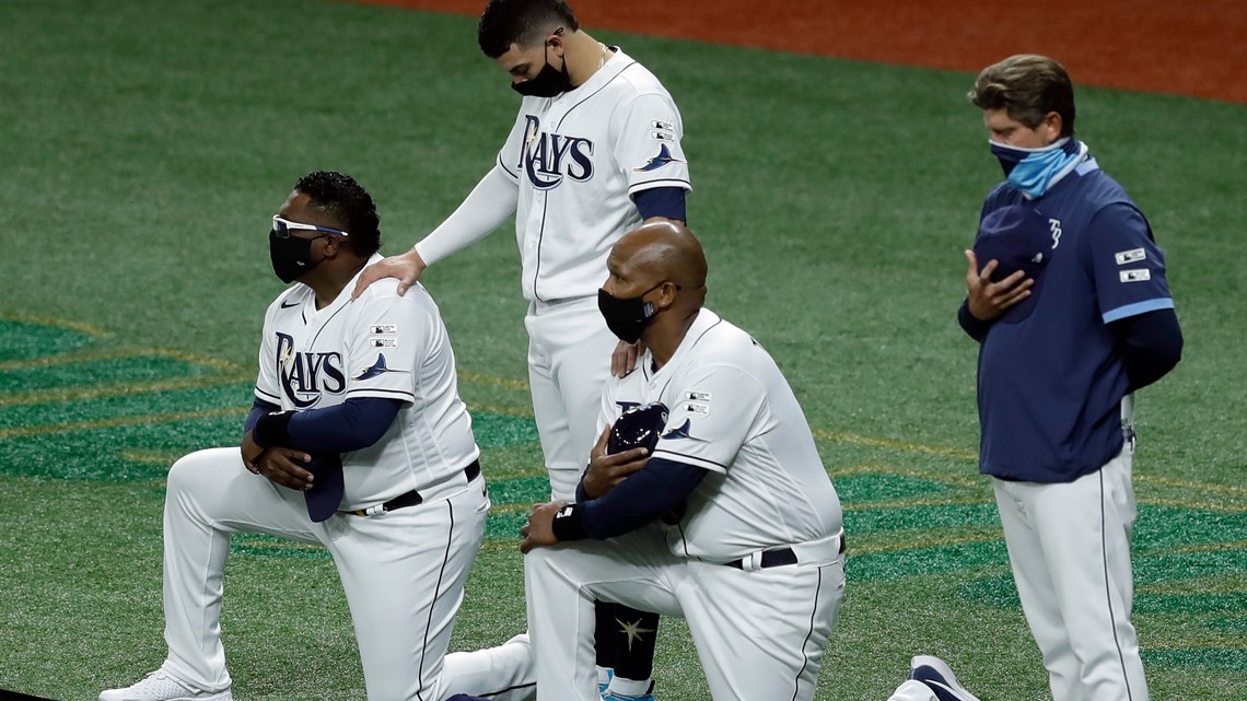 Apr 3, 2016; St. Petersburg, FL, USA; A general view of Tropicana Field as  the Tampa Bay Rays and Toronto Blue Jays line up for the national anthem.  Mandatory Credit: Kim Klement-USA