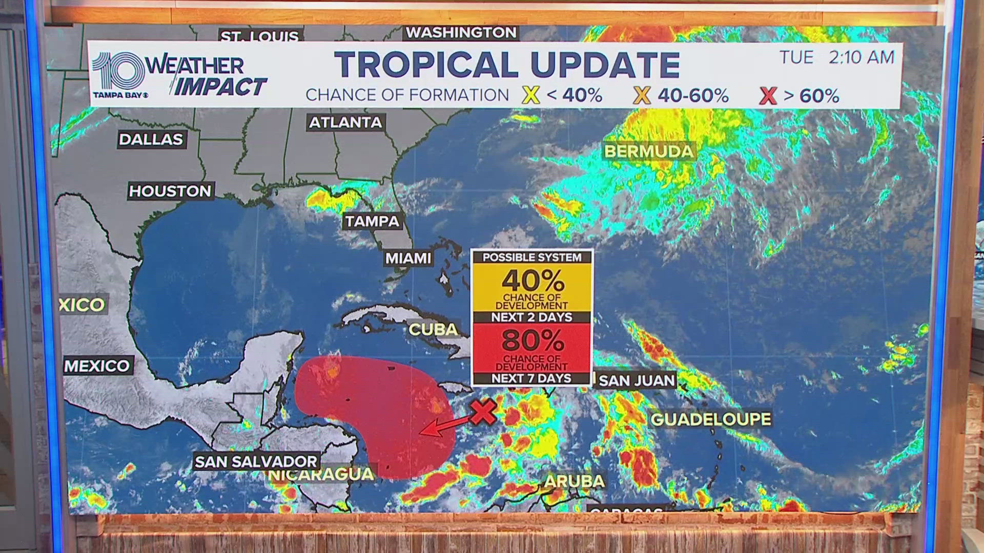 An area of disorganized thunderstorms in the Caribbean is expected to slowly develop into our next tropical storm by this weekend.