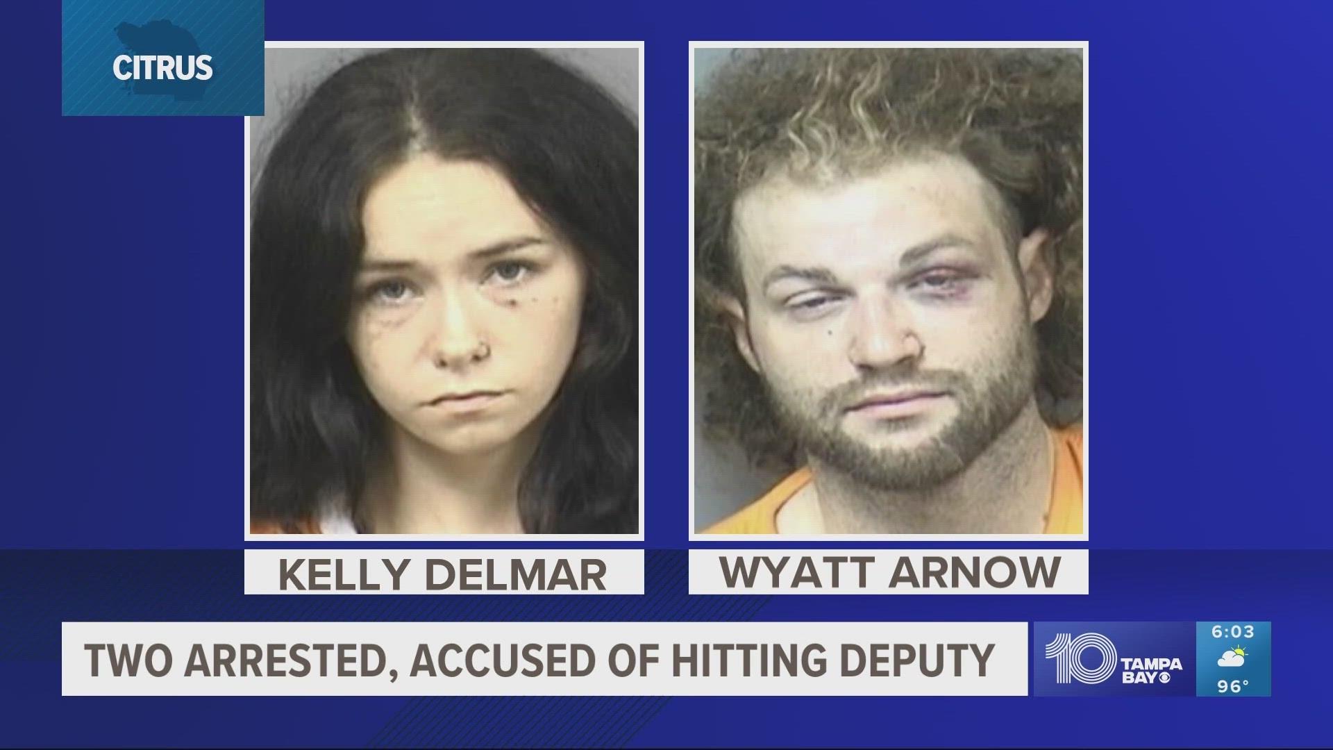 Wyatt Arnow, 25, and Kelly Delmar, 26, are facing many charges, including aggravated battery on law enforcement.