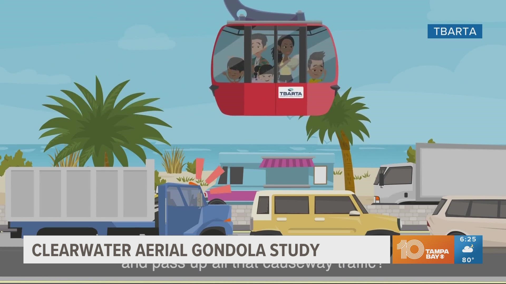 The Tampa Bay Regional Transit Authority is studying the possibility of using an aerial gondola to connect people between downtown Clearwater and Clearwater Beach.