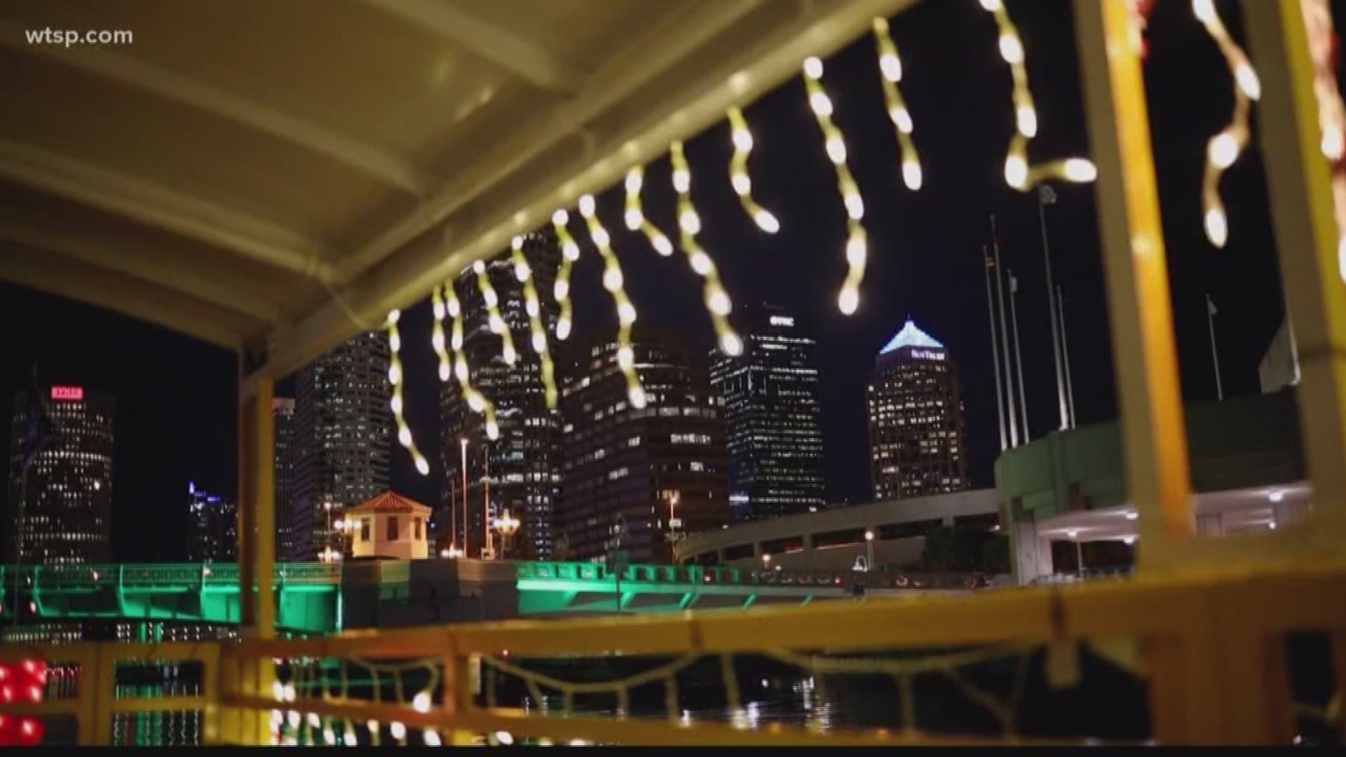 Take a magical winter ride down the Hillsborough River on a water taxi.