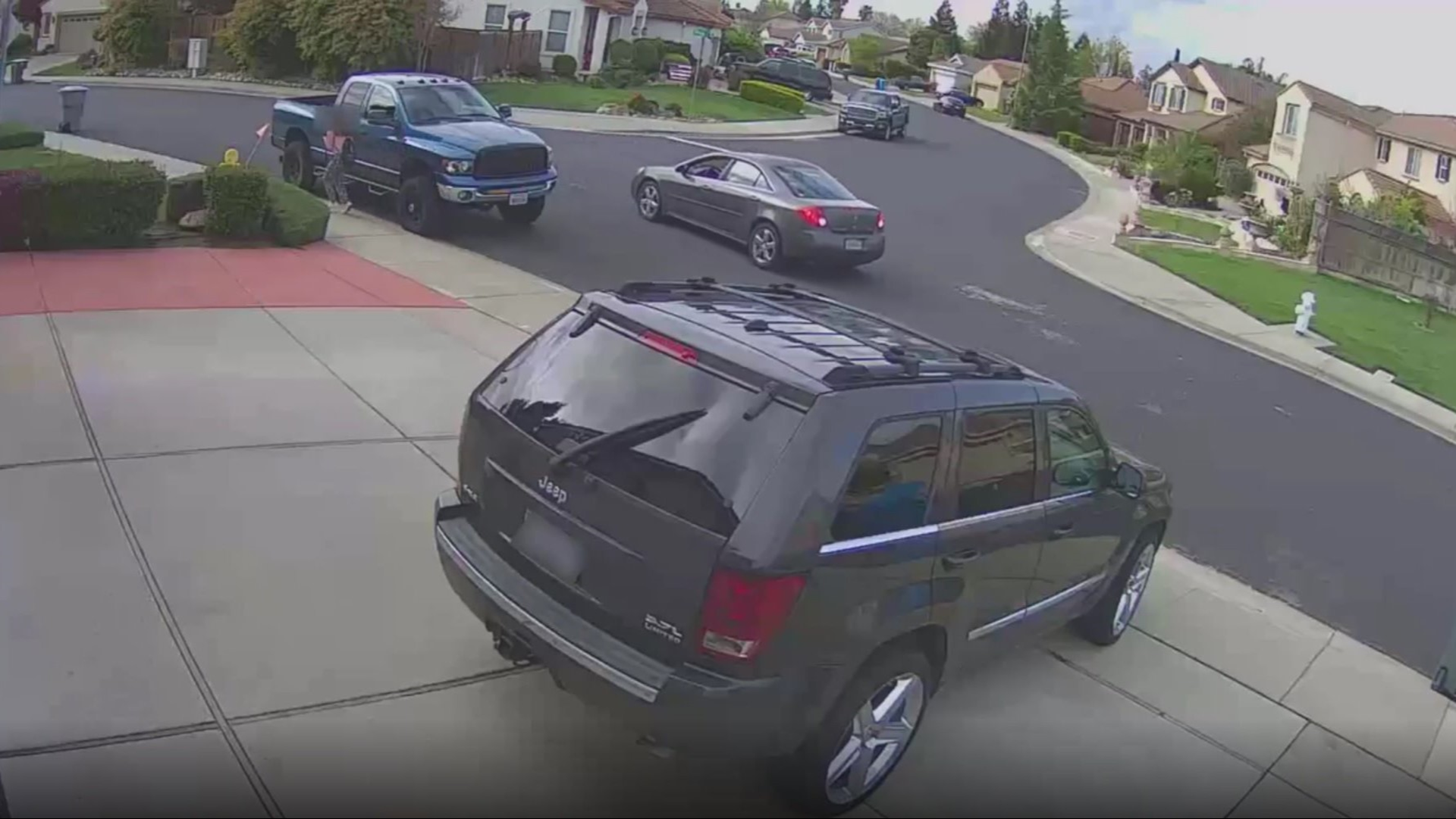 The Vacaville Police Department posted surveillance video that appears to show a dark-colored Pontiac following a child in a neighborhood. If you have any information, you are asked to call Detective Brian Collins at 707-469-4735.