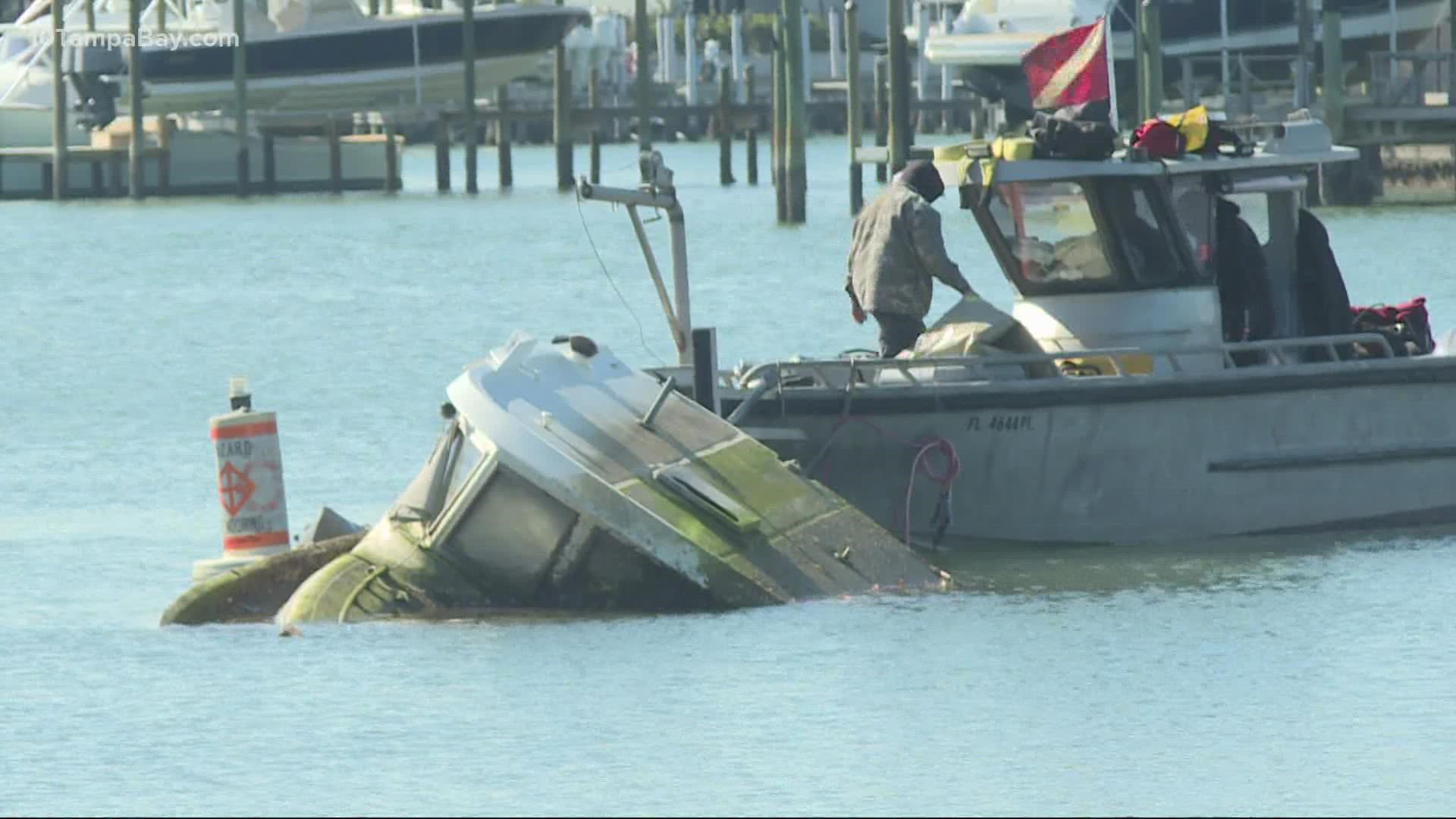 The Pinellas County Sheriff's Office is working with a company to remove derelict boats from the water.