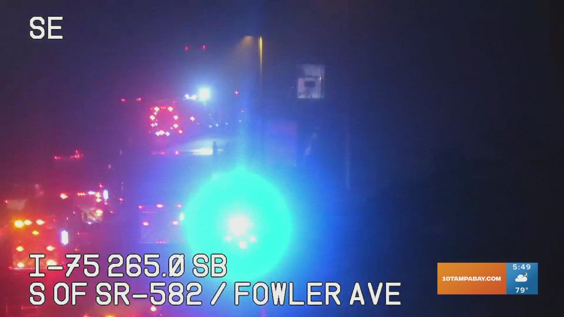 Traffic I75 South crash near Fowler Avenue in Thonotosassa