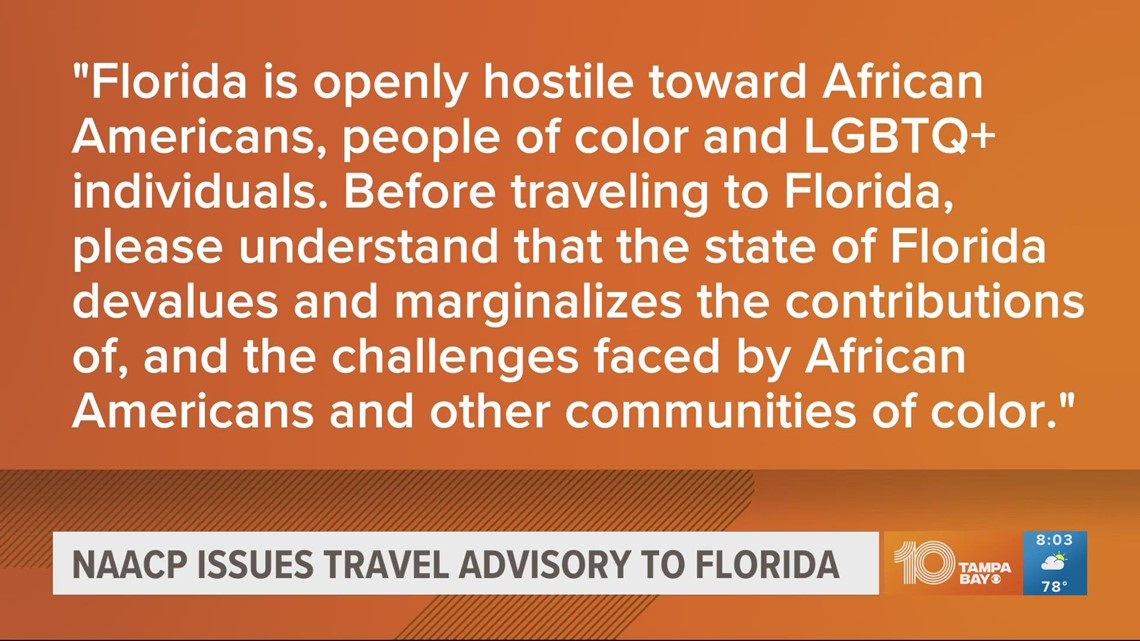 NAACP issues Florida travel advisory after the state blocks funds for college DEI programs | wtsp.com