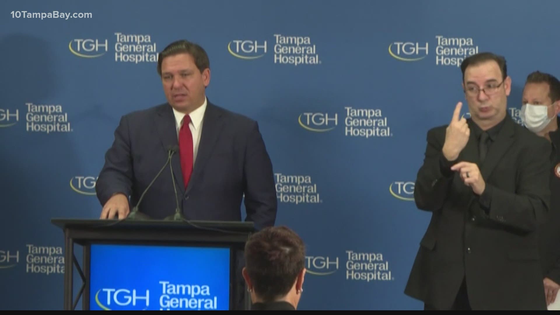 After the shipment arrived, Gov. Ron DeSantis held a news conference with leaders from TGH.