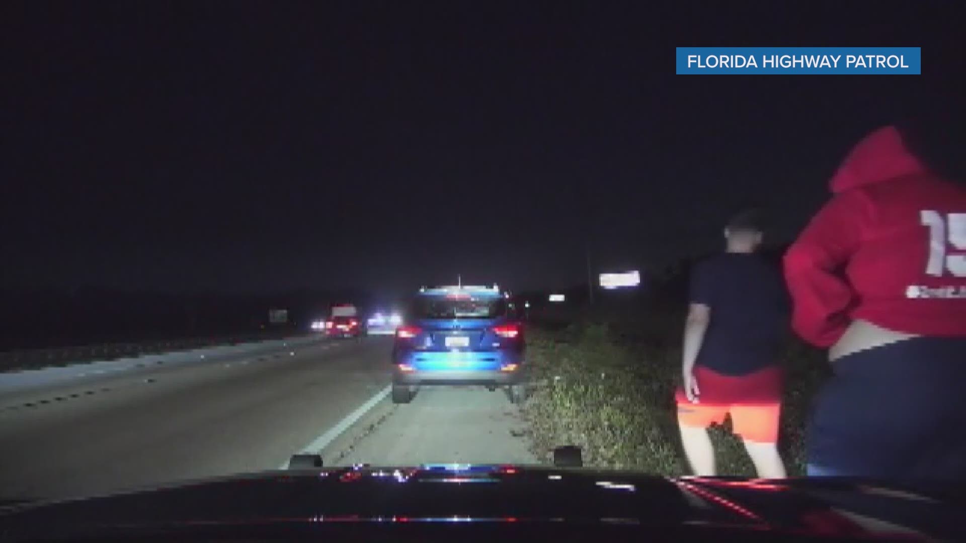 Florida Highway Patrol releases video that shows the moment a semi crashed into a Polk County patrol car and pushed it into a group of people on the side of the road