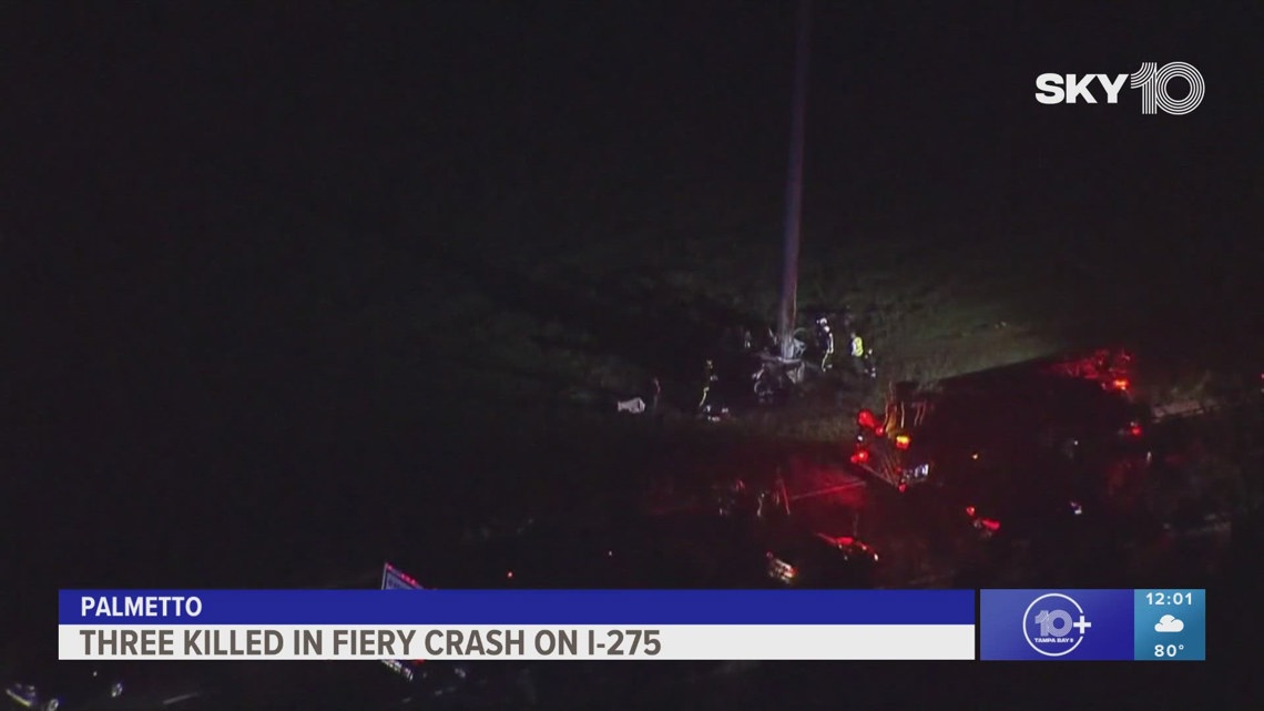 FHP: 3 people killed after car crashes into pole, catches fire off I ...