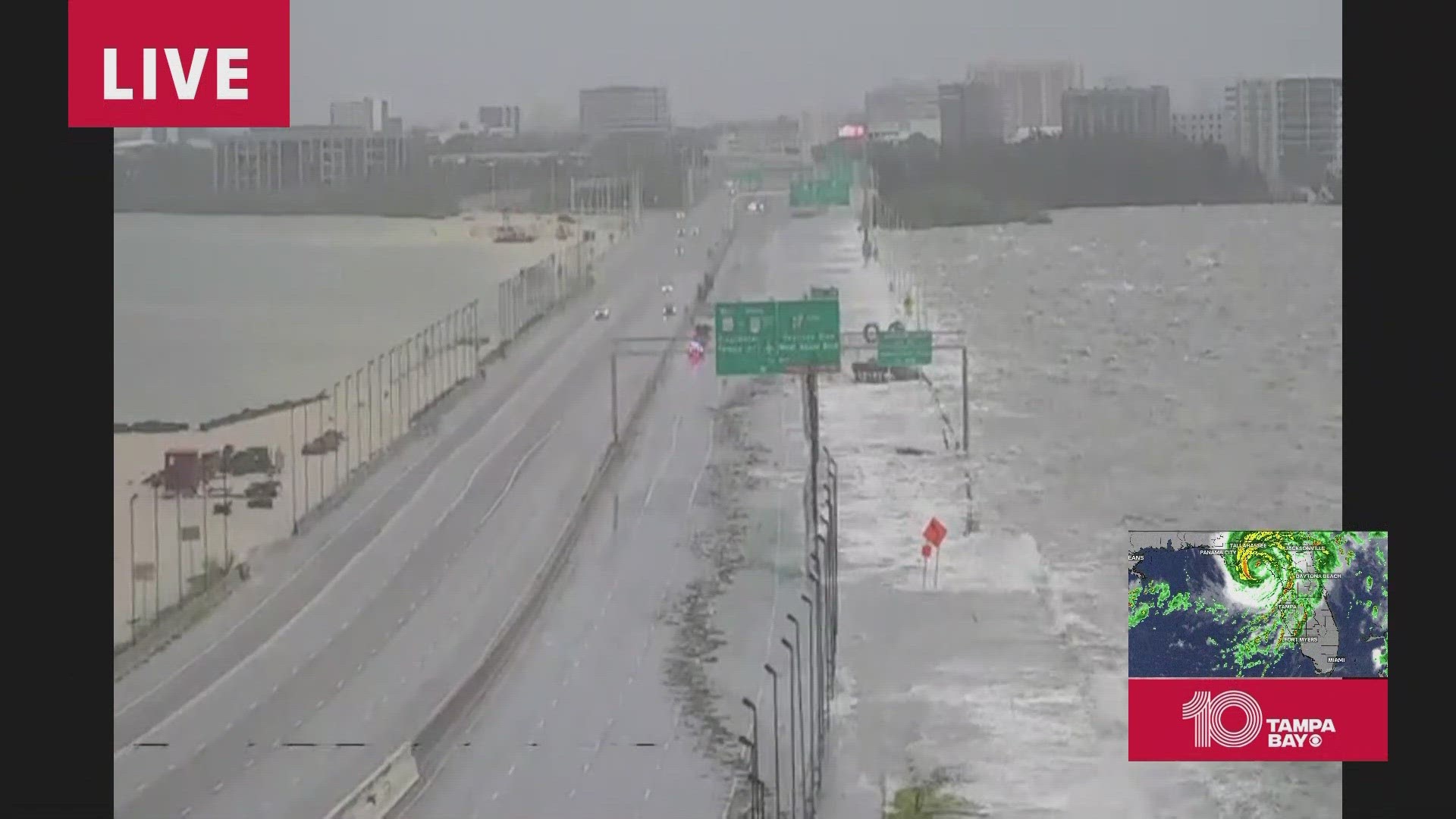 Bridges, causeways, and other routes are closed as water fills roads throughout the Tampa Bay area.