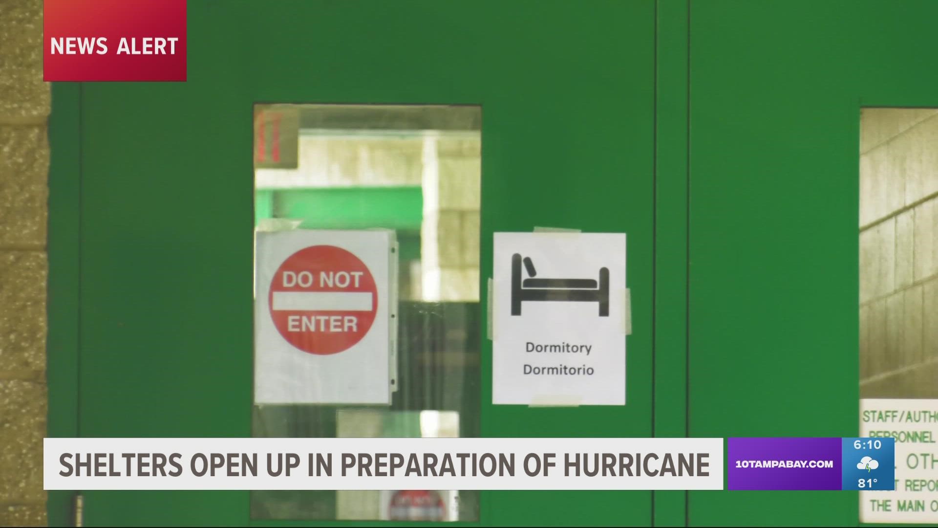 Hillsborough County officials say some school buildings are being prepared for local shelters.