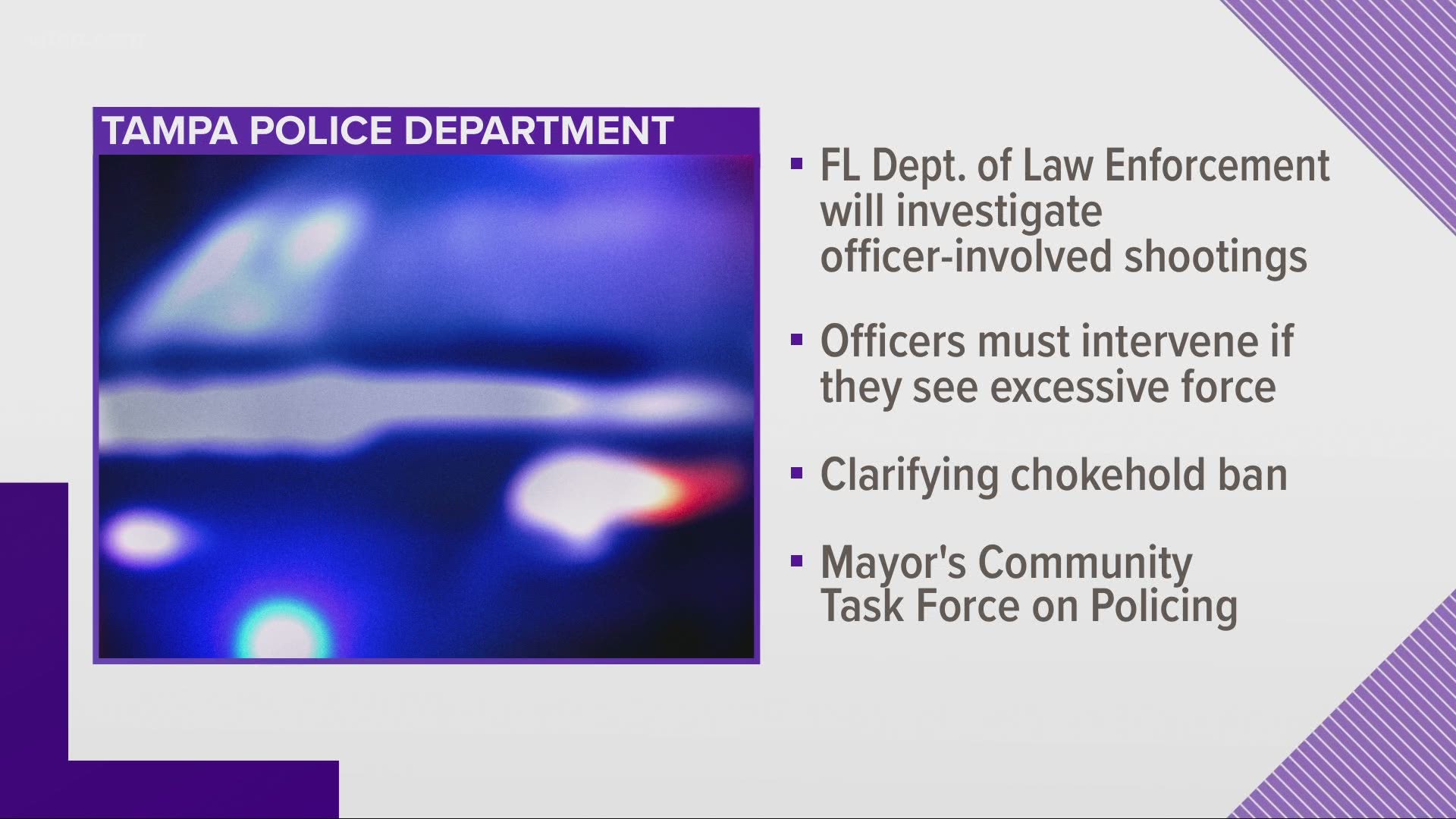 Mayor Jane Castor outlines three big changes to the Tampa Police Department.