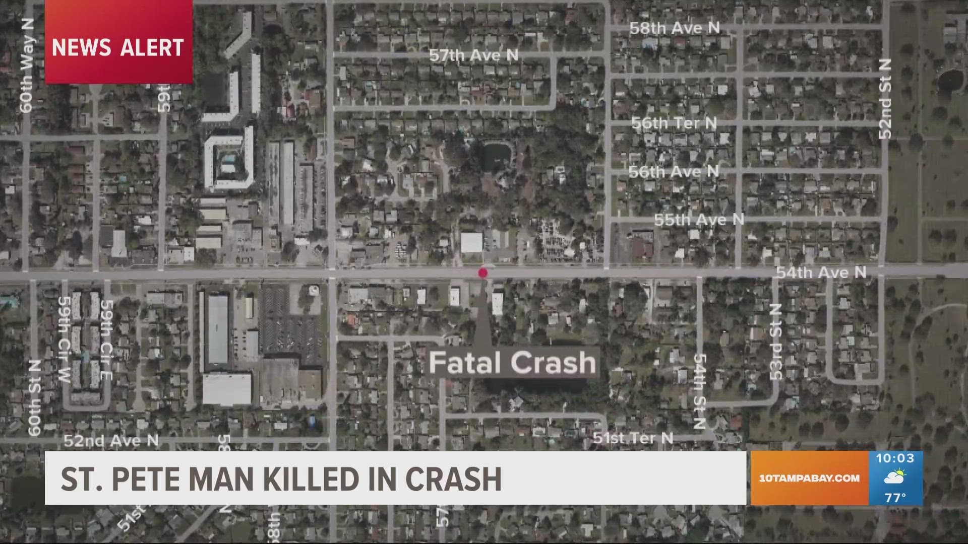 The crash happened around 11:40 p.m. on Friday near 54th Avenue North, west of 28th Street North.