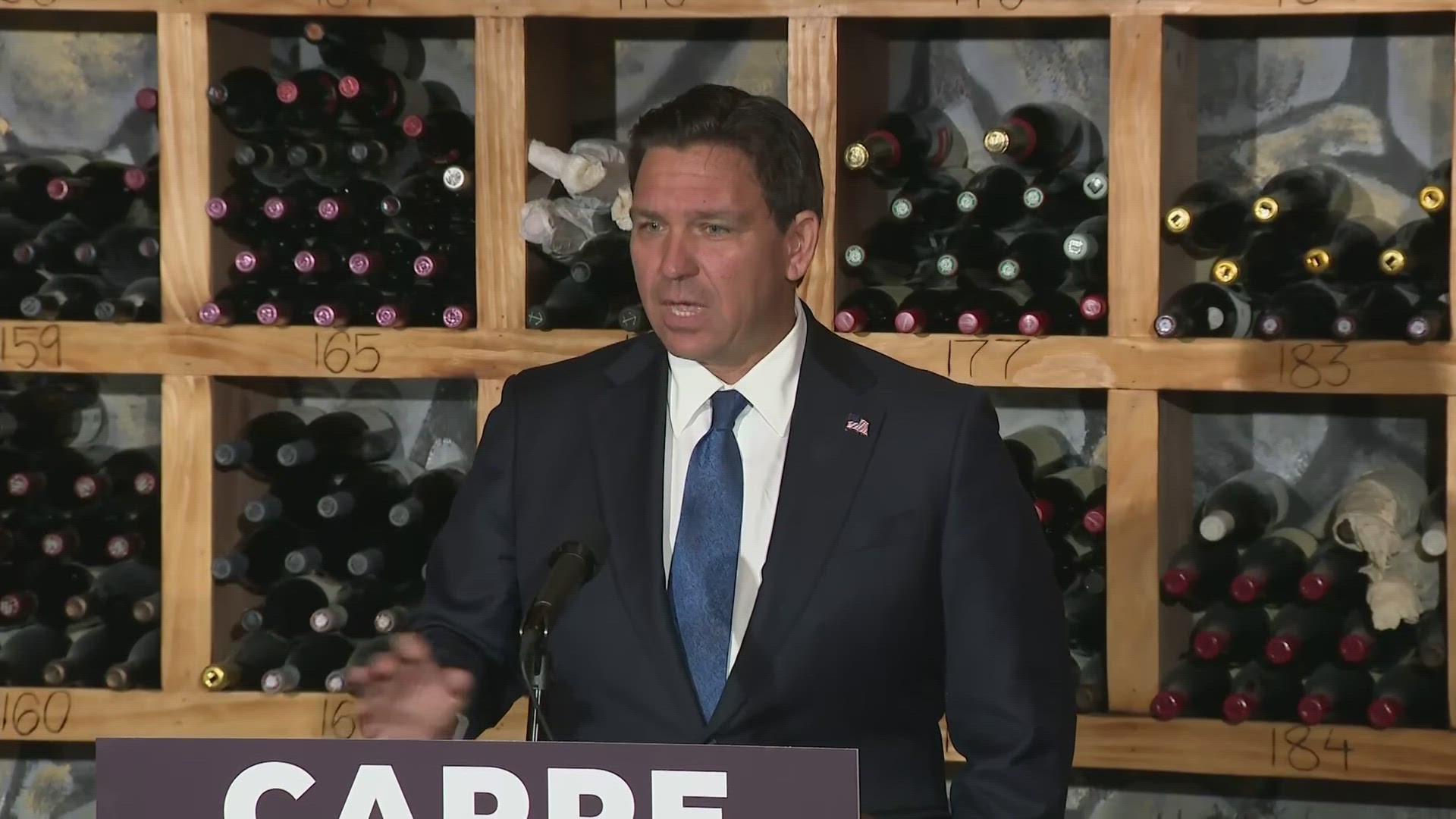 Gov. Ron DeSantis signed a bill allowing restaurants and retailers to sell larger wine bottles. He signed the legislation at Wine Watch in Fort Lauderdale.