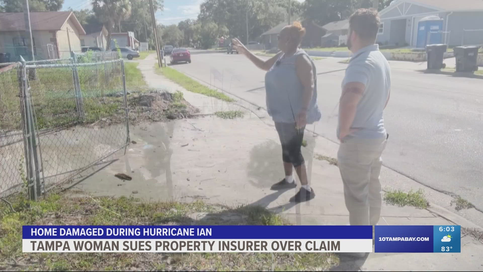 A tree crashed through Barbara Glover's home during Hurricane Ian. Now an empty lot, she's suing her insurance company to pay "the maximum amount" on her policy.