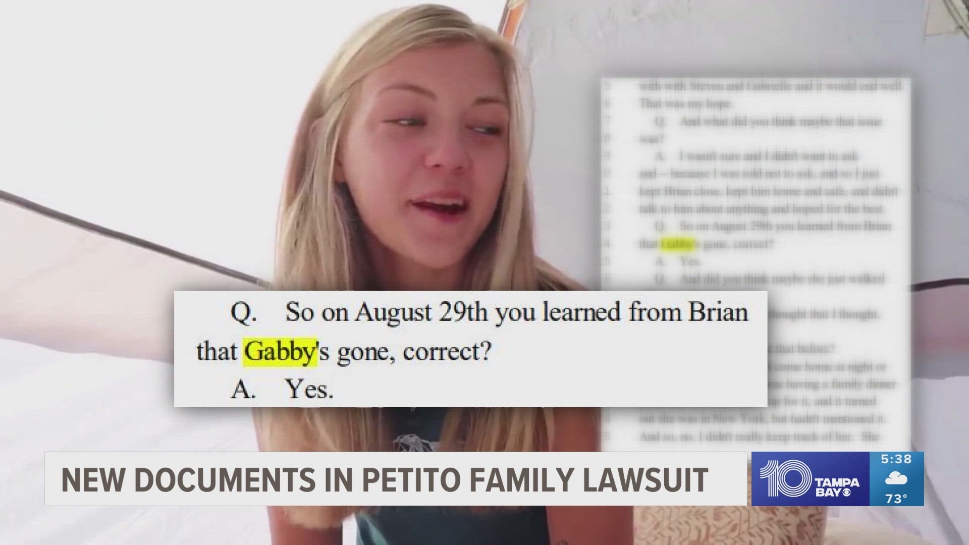 The documents show that in the days following Gabby's death, Brian Laundrie told his parents "Gabby's gone" and that they needed to hire a lawyer.
