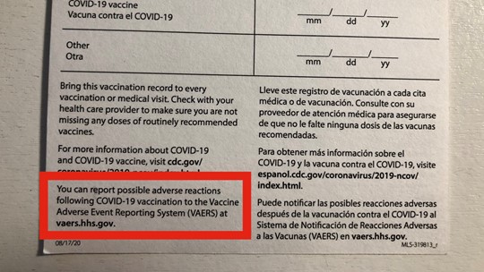 How do I report adverse reactions to COVID19 vaccine