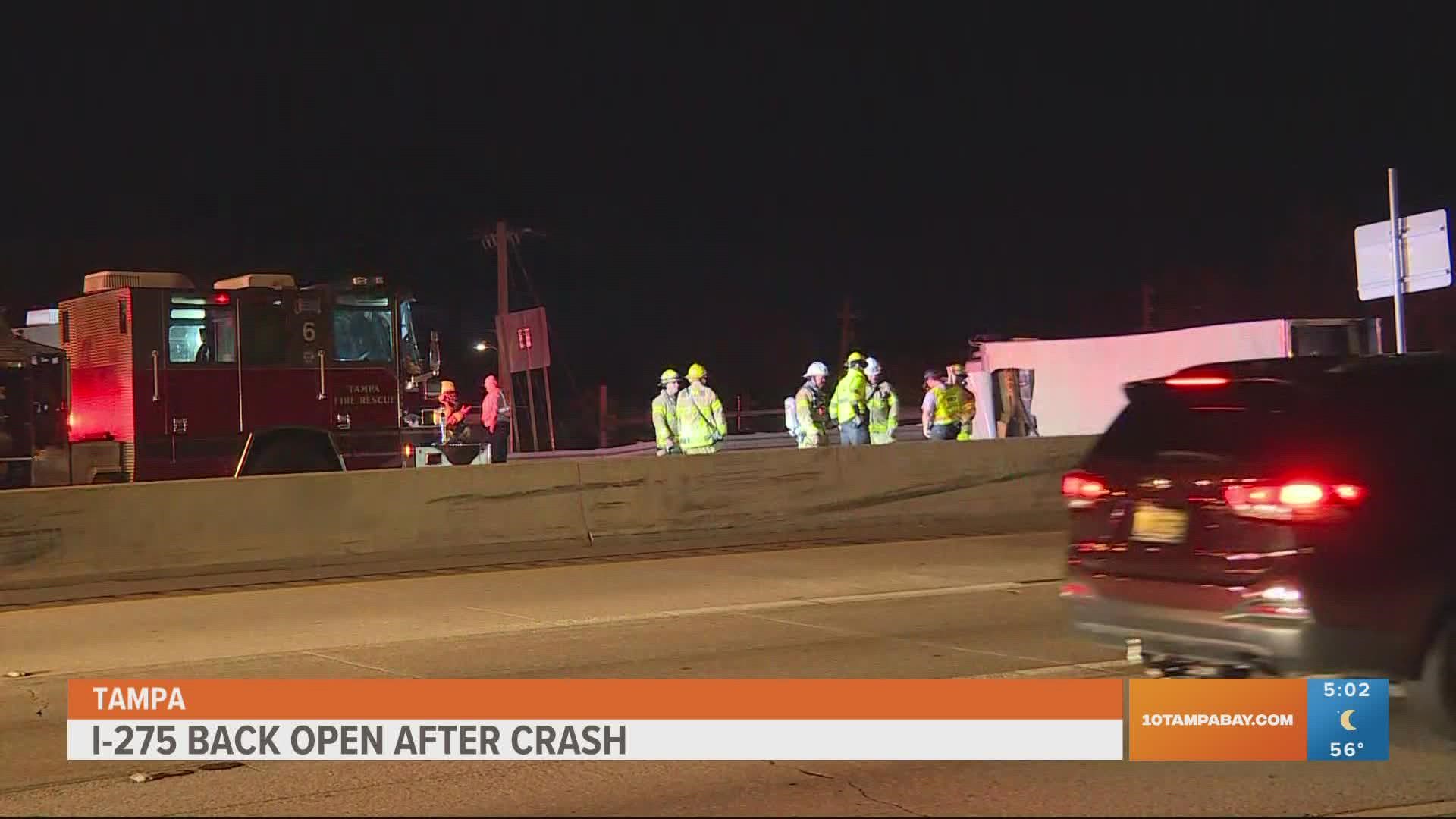 The crash has been cleared, and all southbound lanes of I-275 are back open.