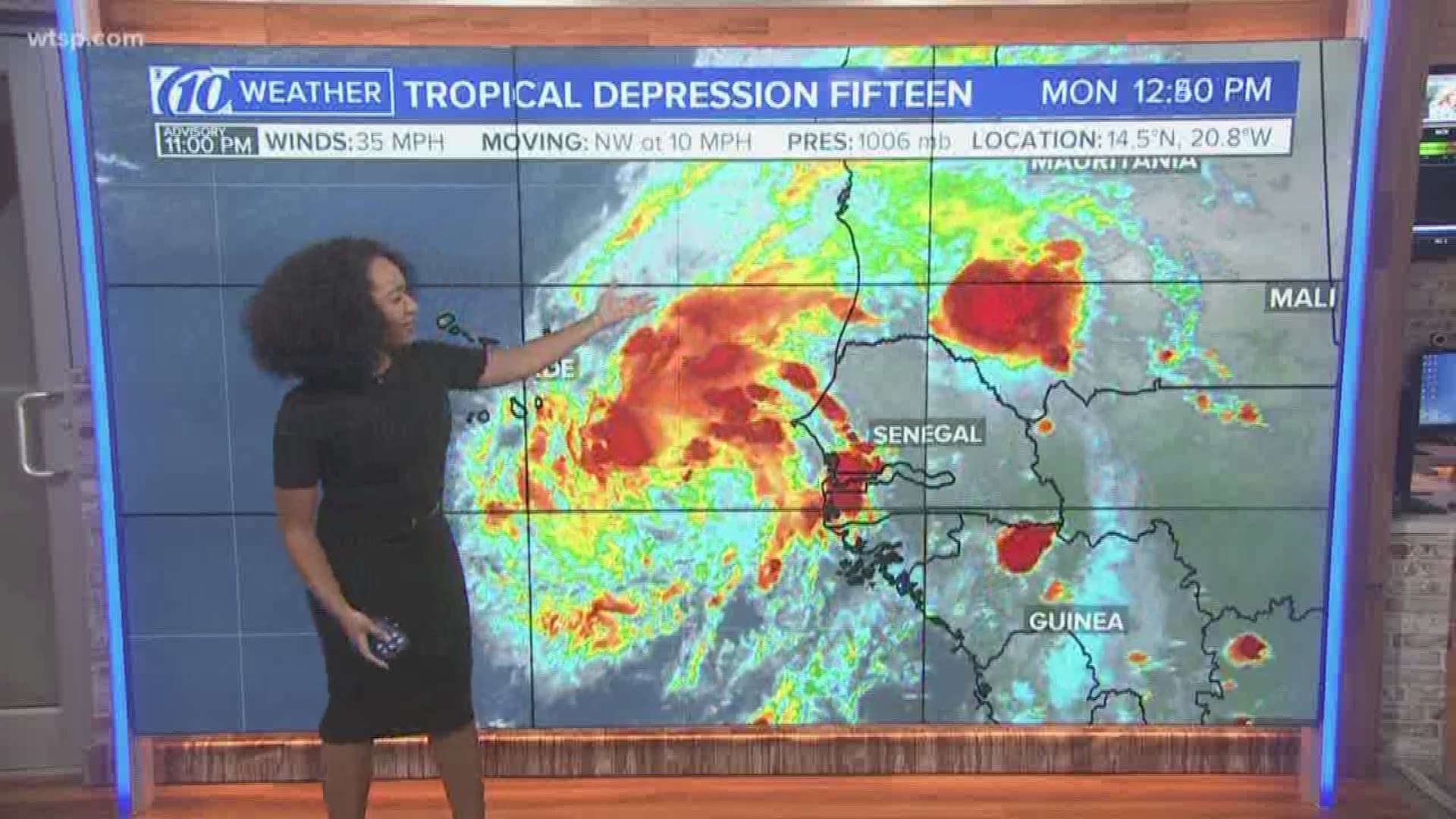 Tropical Depression 15 is far, far away from the U.S. -- having developed near the African coast -- and will not pose a threat to the mainland.