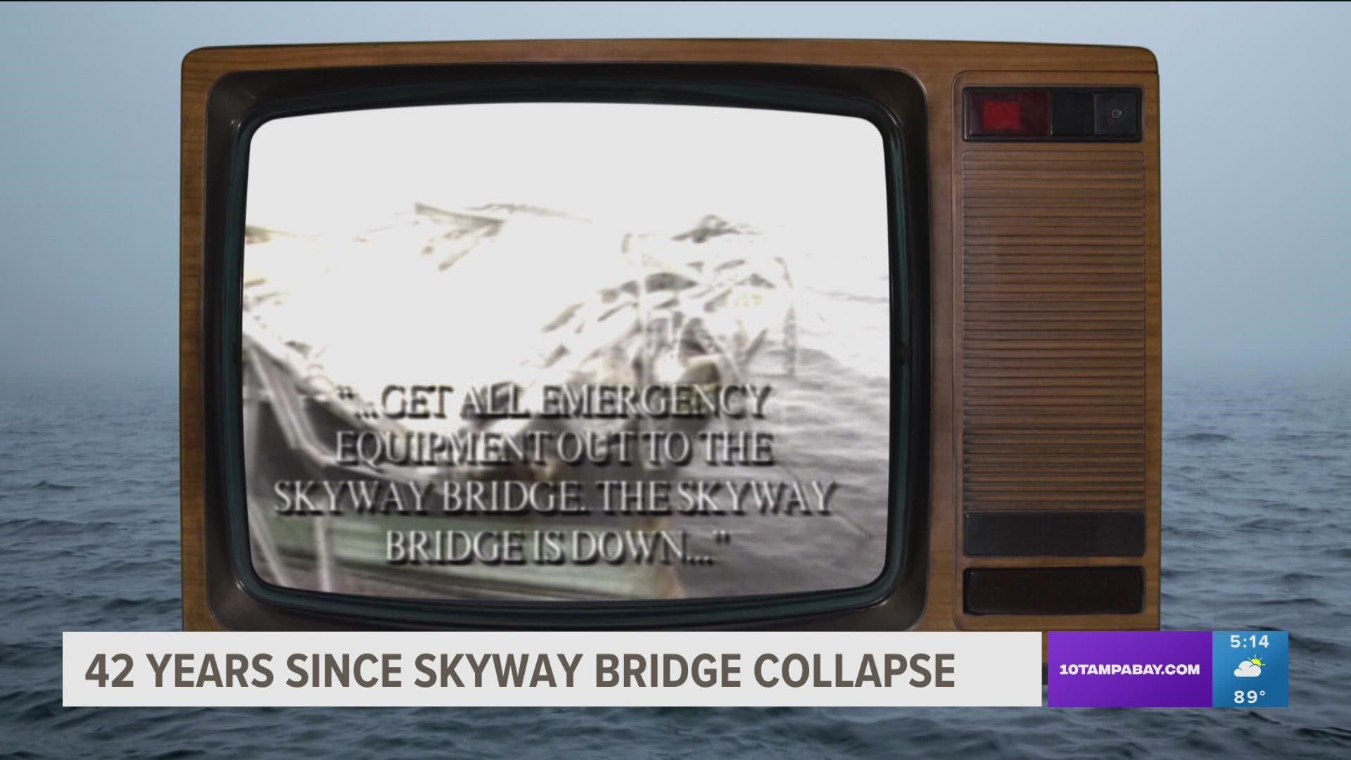 A freighter crashed into the bridge during a storm on May 9, 1980.
