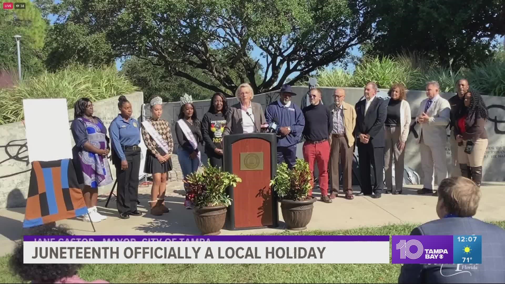 Juneteenth will be a city holiday so that all city team members can join in the celebration.