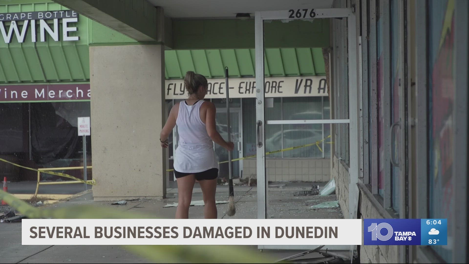 Several businesses at the Causeway Plaza were damaged after a storm rolled through the area early Thursday morning.