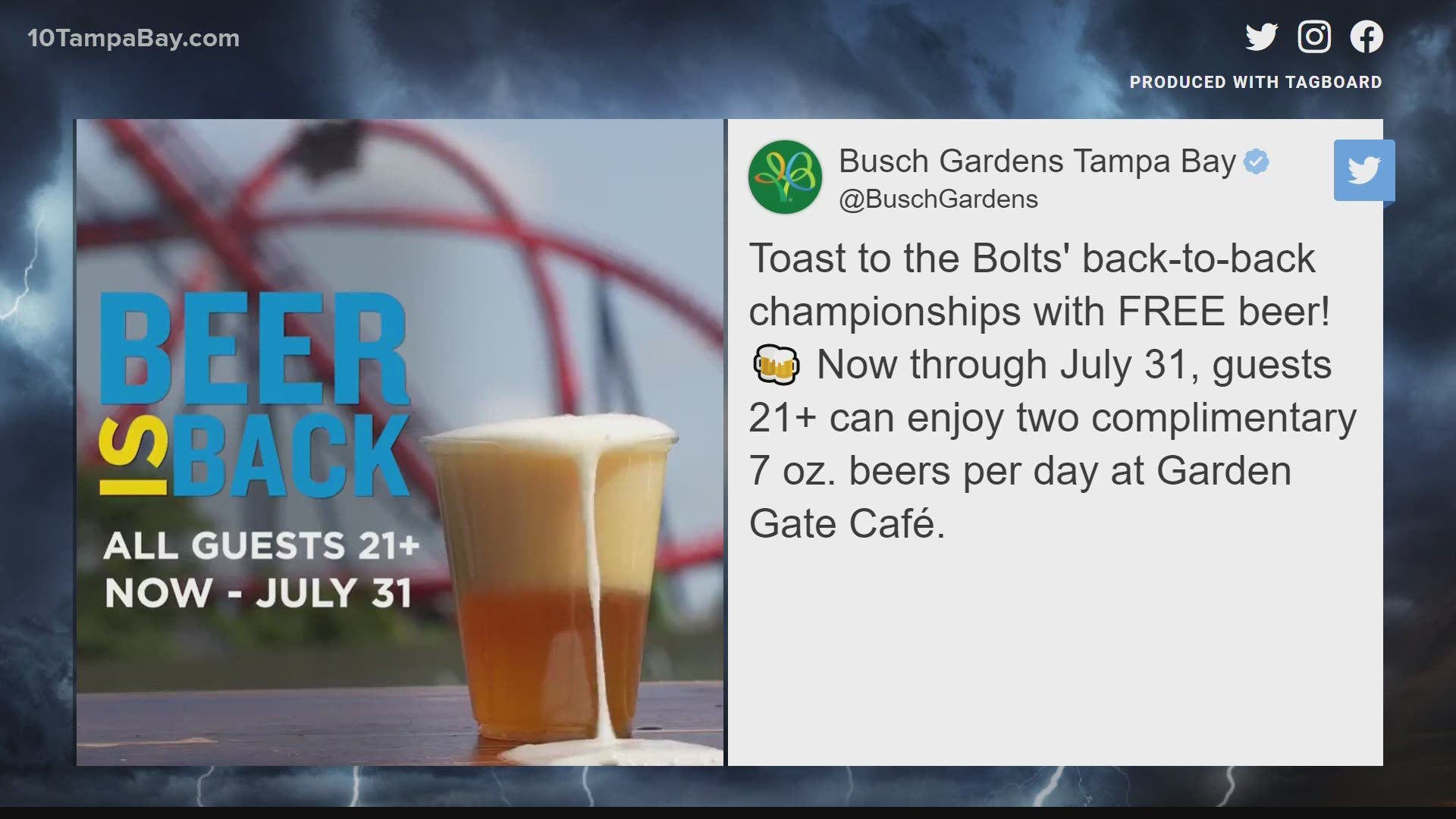 For the entire month of July, guests can visit the Garden Gate Café to receive two 7-ounce complimentary beers.