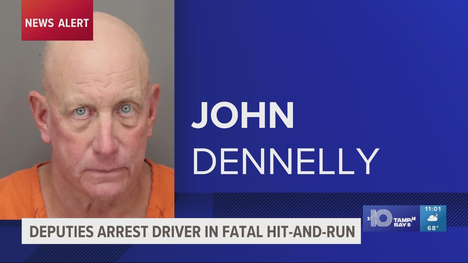 John Dennelly is being charged with leaving the scene of a crash involving death.