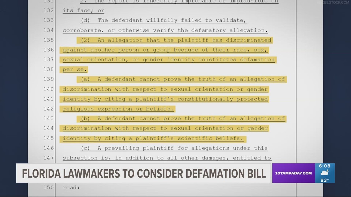 Florida lawmakers to consider defamation bill