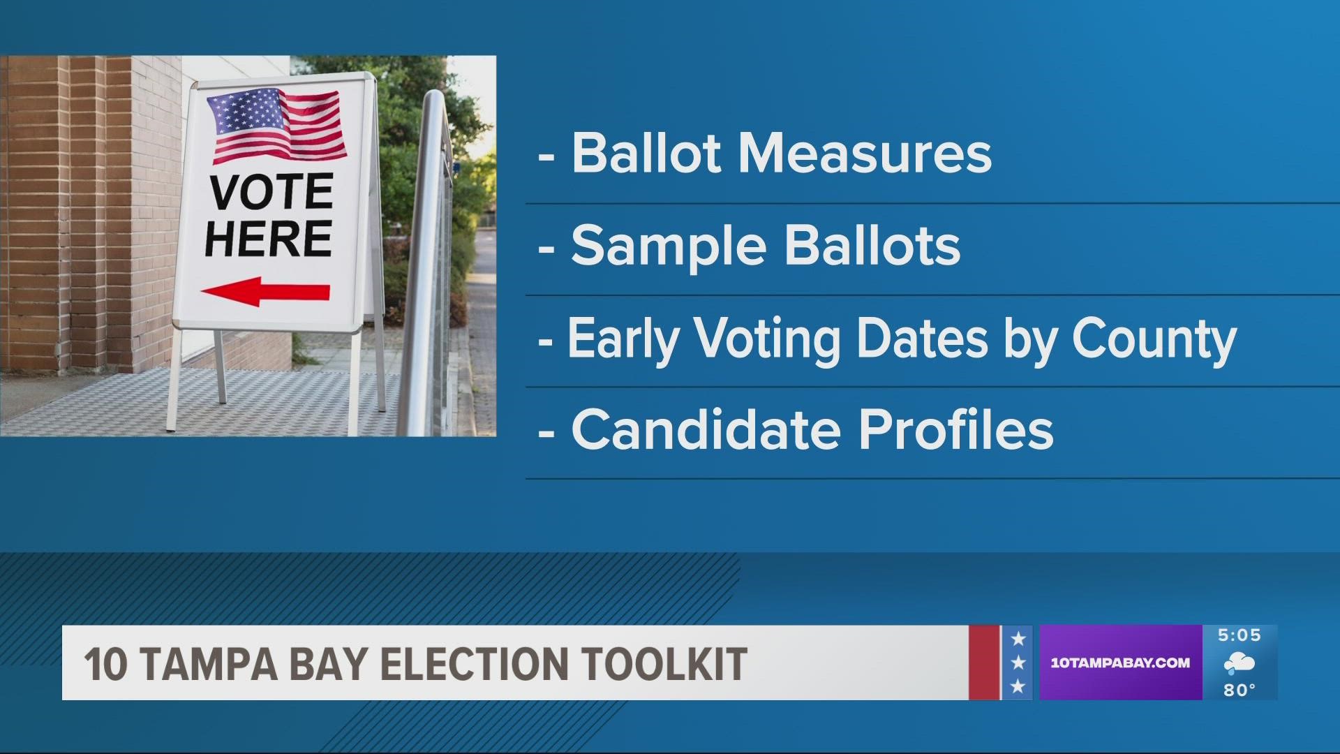 Registered voters will be able to cast their ballots for Florida governor and other races in person on Nov. 8.