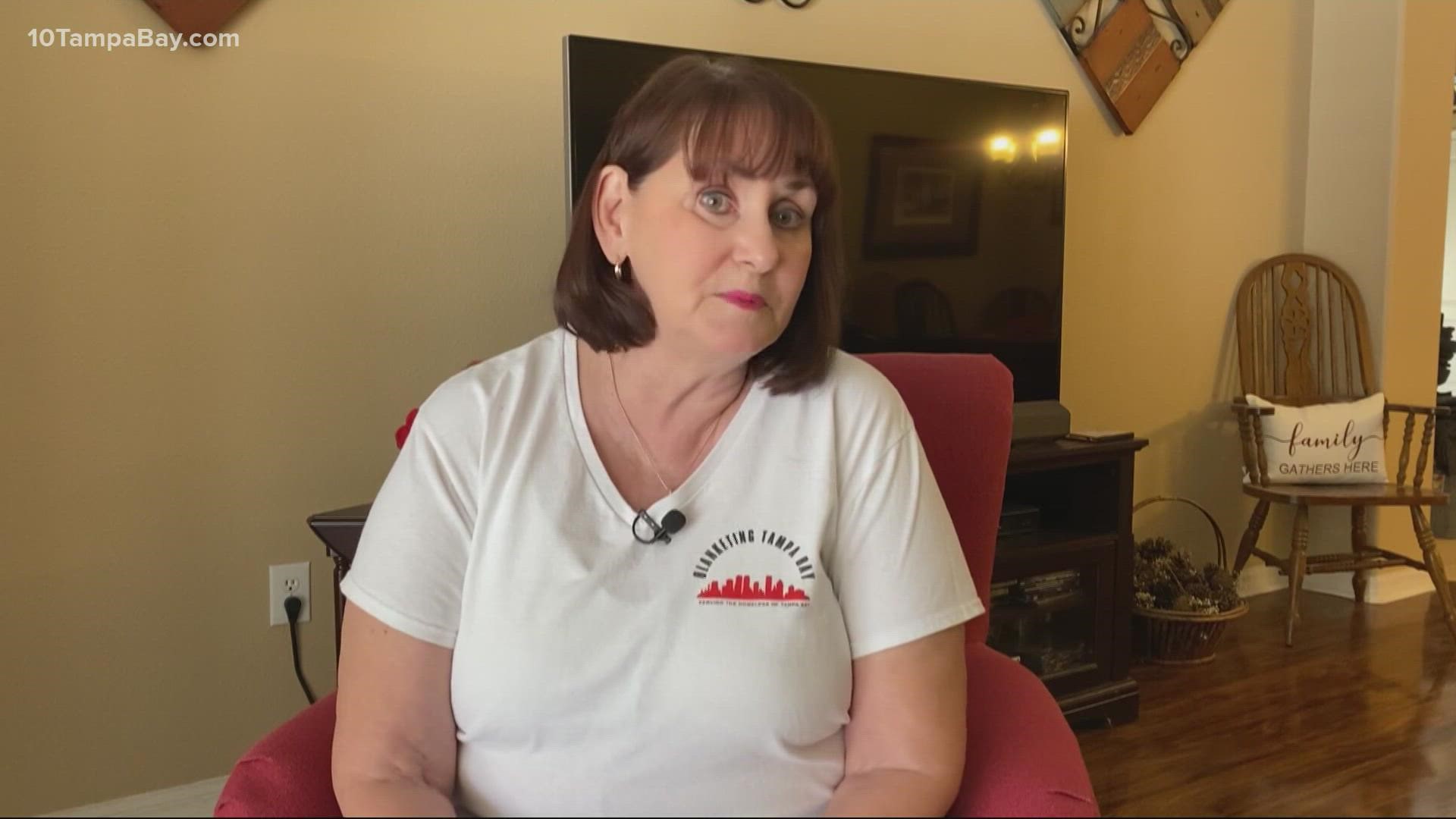 Handing out blankets to bless the homeless