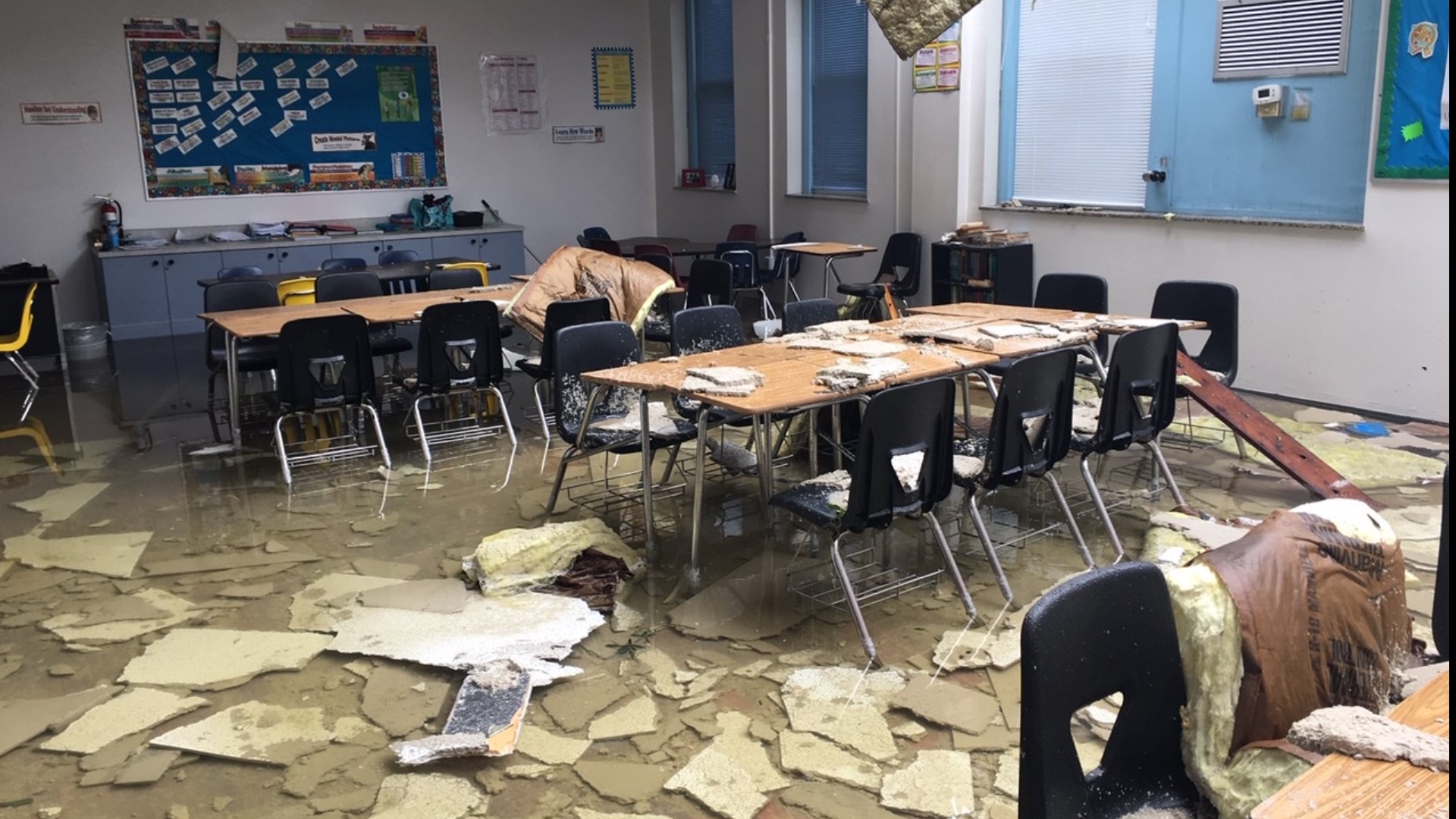 Crews are making repairs to Kathleen Middle School after a tornado damaged the building on Friday night.