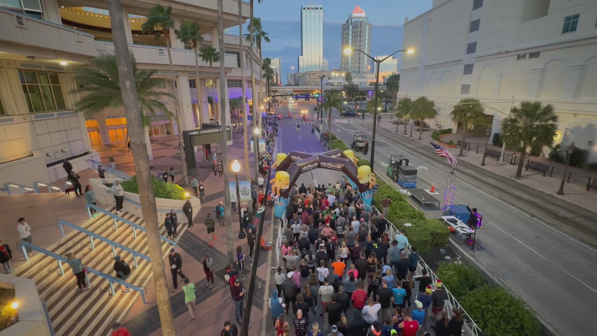 The Hot Chocolate 15K raises money for St. Jude's Children's Hospital. Runners gather from across the country to participate.