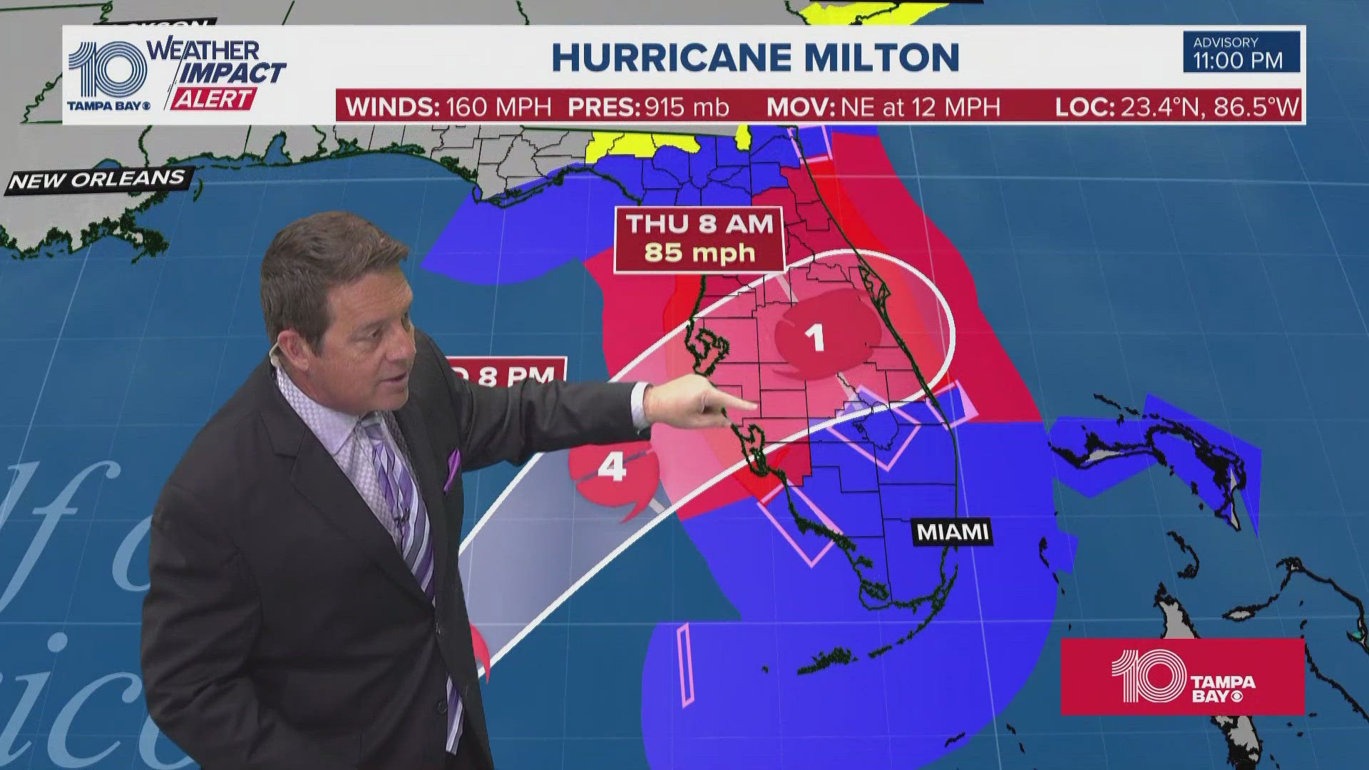 Meteorologists Bobby Deskins and Collen Campbell provide the latest track at 11 p.m. on Tuesday, Oct. 8, 2024.