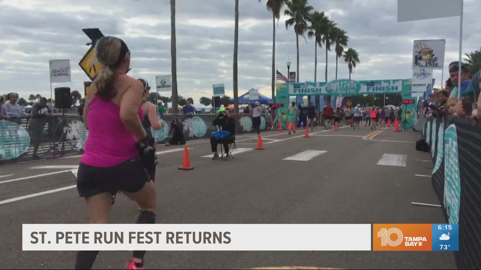 The half-marathon is taking place on Sunday with races beginning on Bayshore Drive.