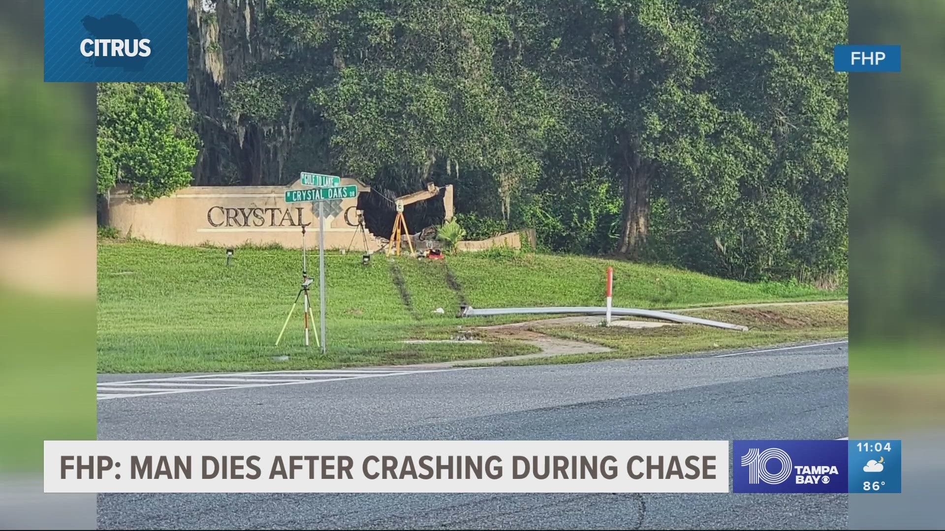 The man died after his jeep collided with a concrete subdivision title wall and caught fire at Crystal Oaks Drive.