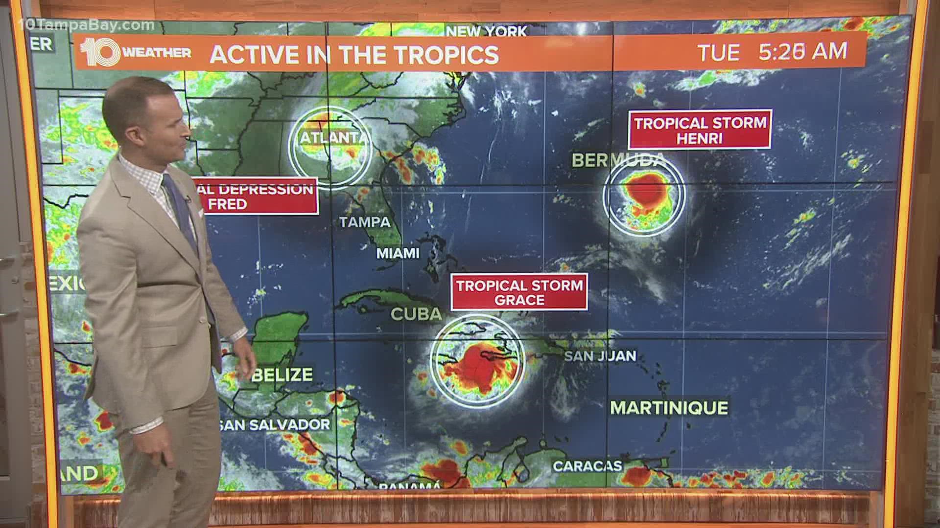 Fred Grace And Henri Hurricane Center Monitoring 3 Atlantic Systems 5 A M Update Aug 17 Wtsp Com