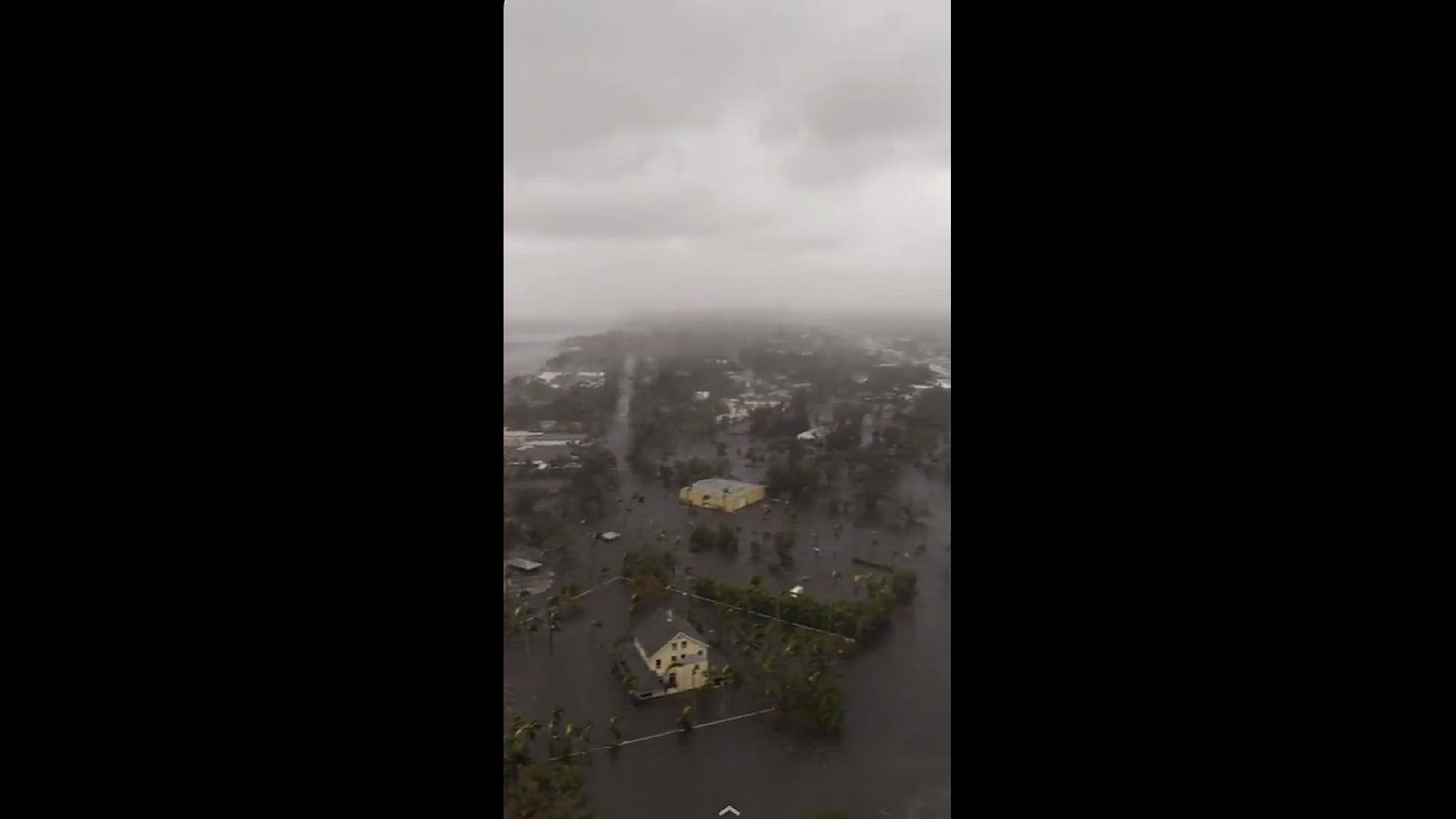 A video taken from an apartment in downtown Ft. Myers shows major flooding from Hurricane Ian.
