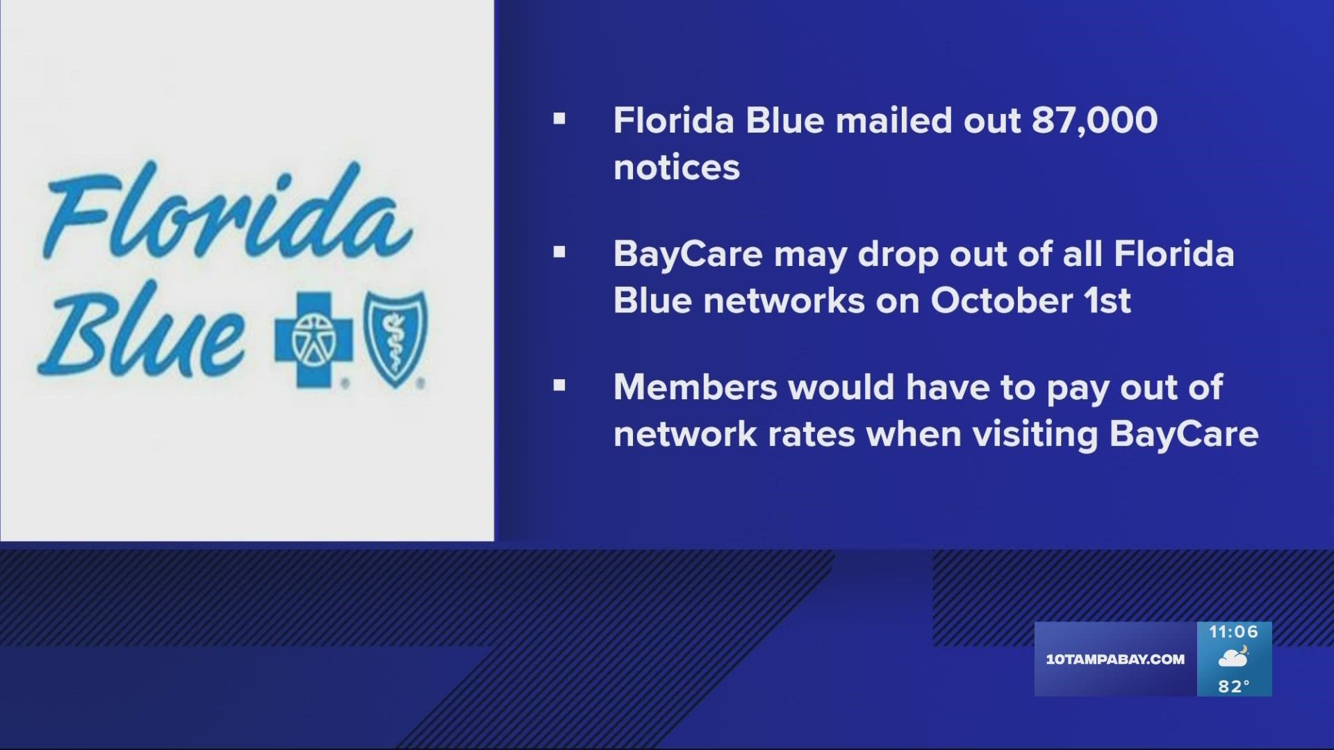 Florida Blue says more than 85,000 people in the Tampa Bay area will be receiving the letters this weekend.