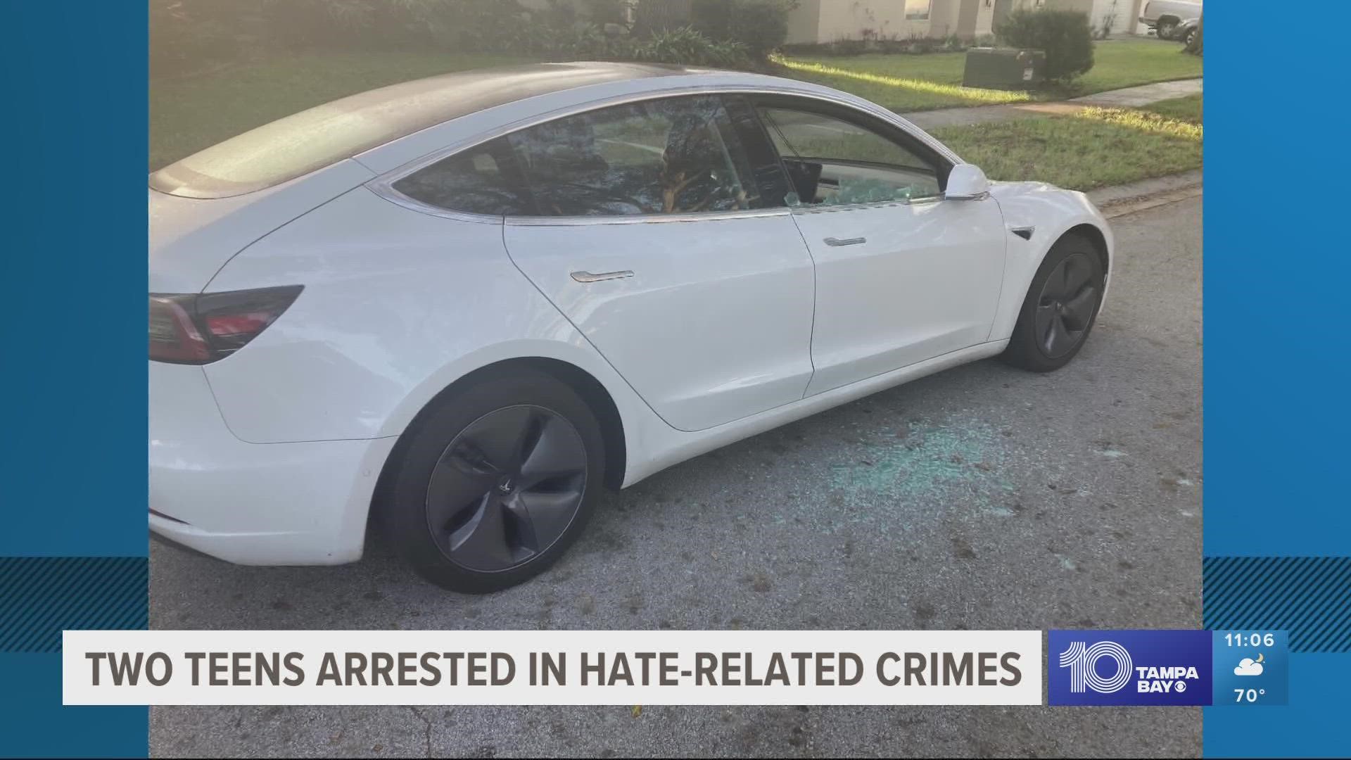 Some of the language written on the cars included racist, antisemitic and homophobic speech, according to the department.