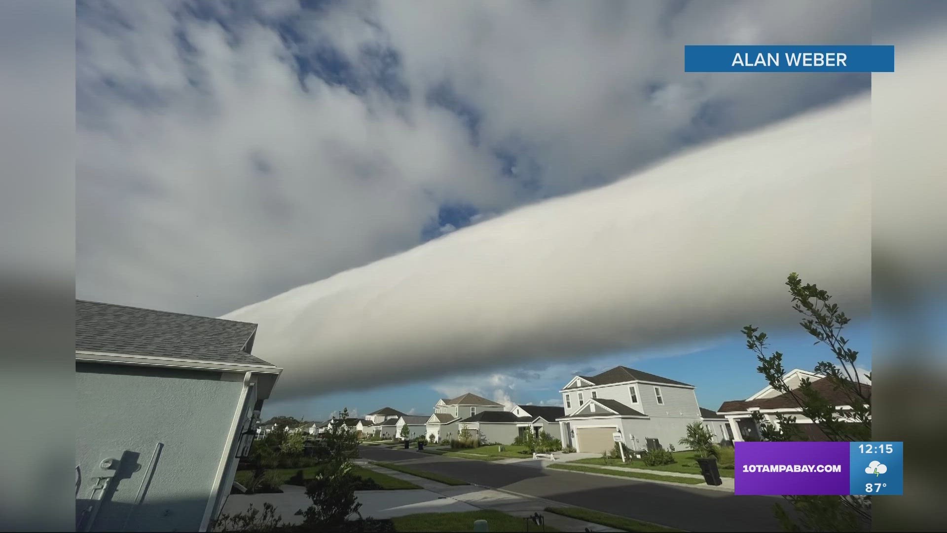 This isn't something you see every day — a long, continuous, low-hanging cloud looming over a neighborhood in Parrish.
