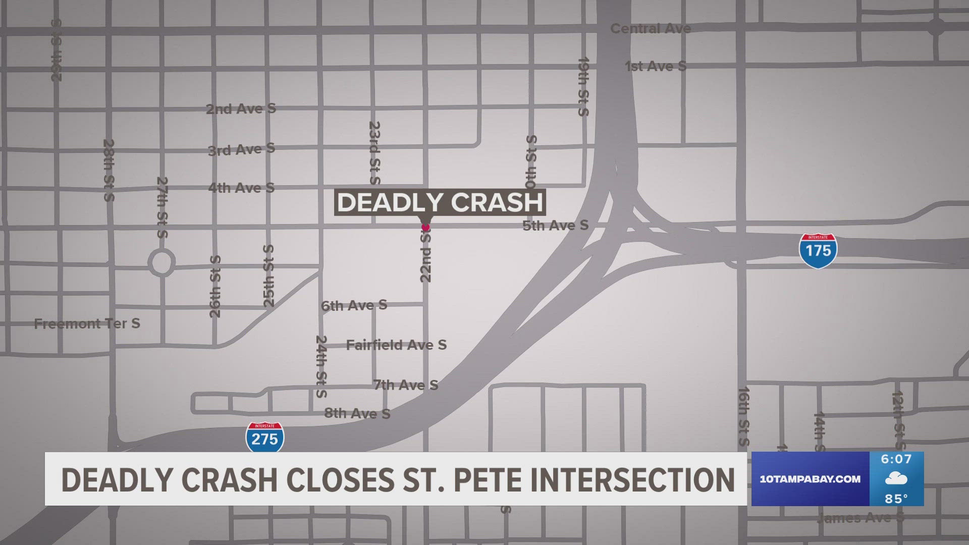 St. Pete police say the crash happened just before 5 p.m. in the area of 5th Avenue South and 22nd Street South.