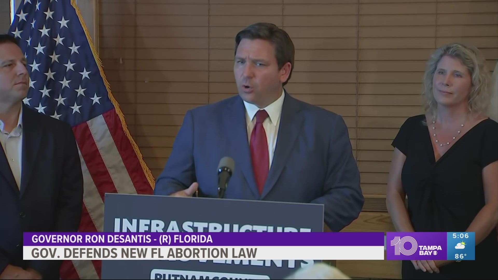 Not long after the vice president's comments on Florida's new abortion law, Gov. Ron DeSantis defended it.