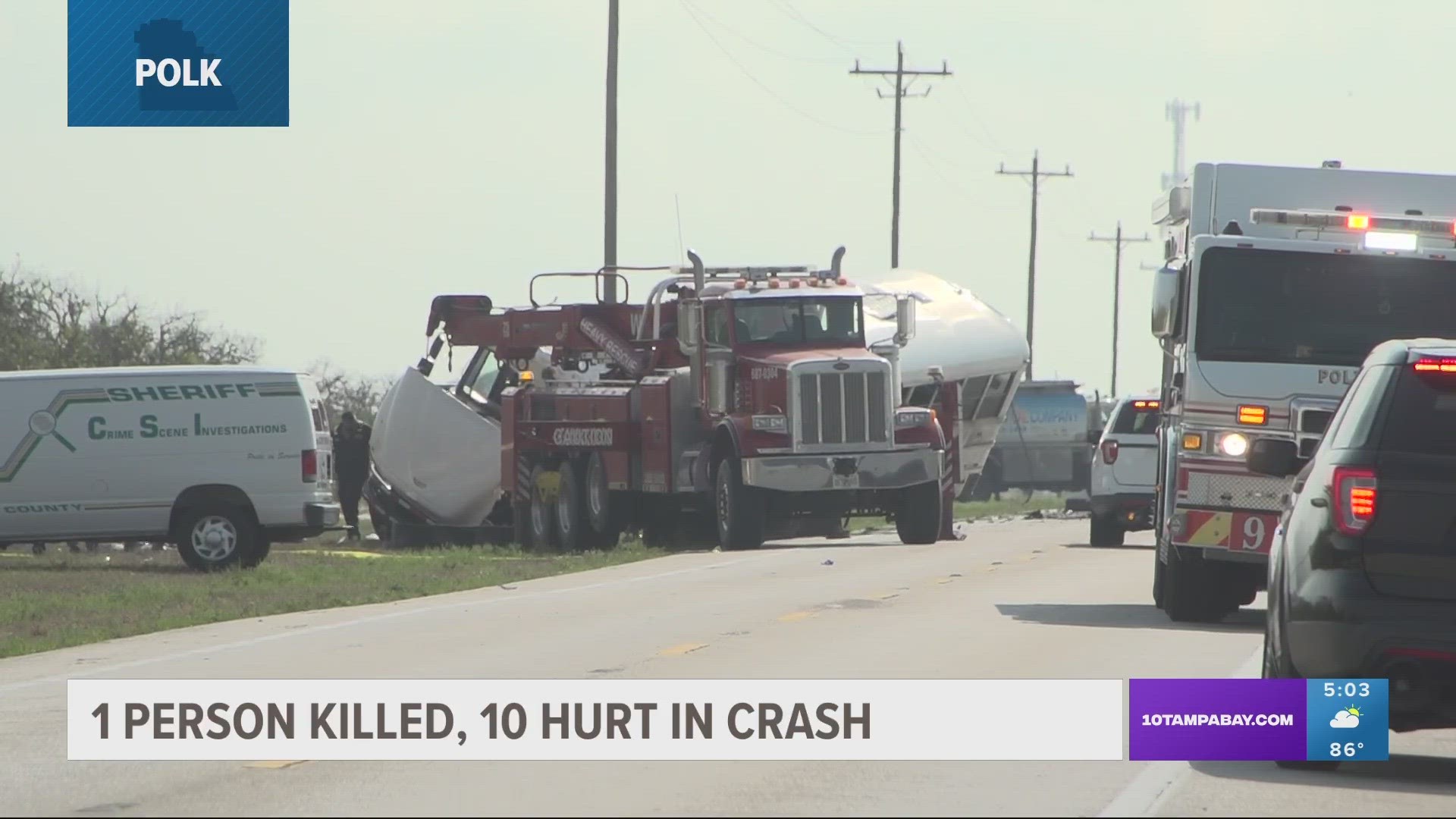 U.S. Highway 98 East was shut down for several hours but has since reopened.