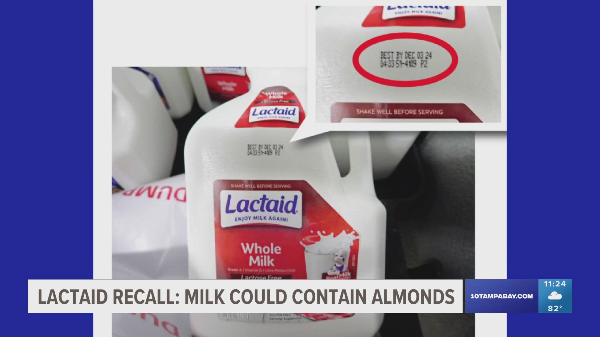 The milk included in the recall could be dangerous or potentially deadly to anybody with an allergy, as it may contain almonds not listed on the label.