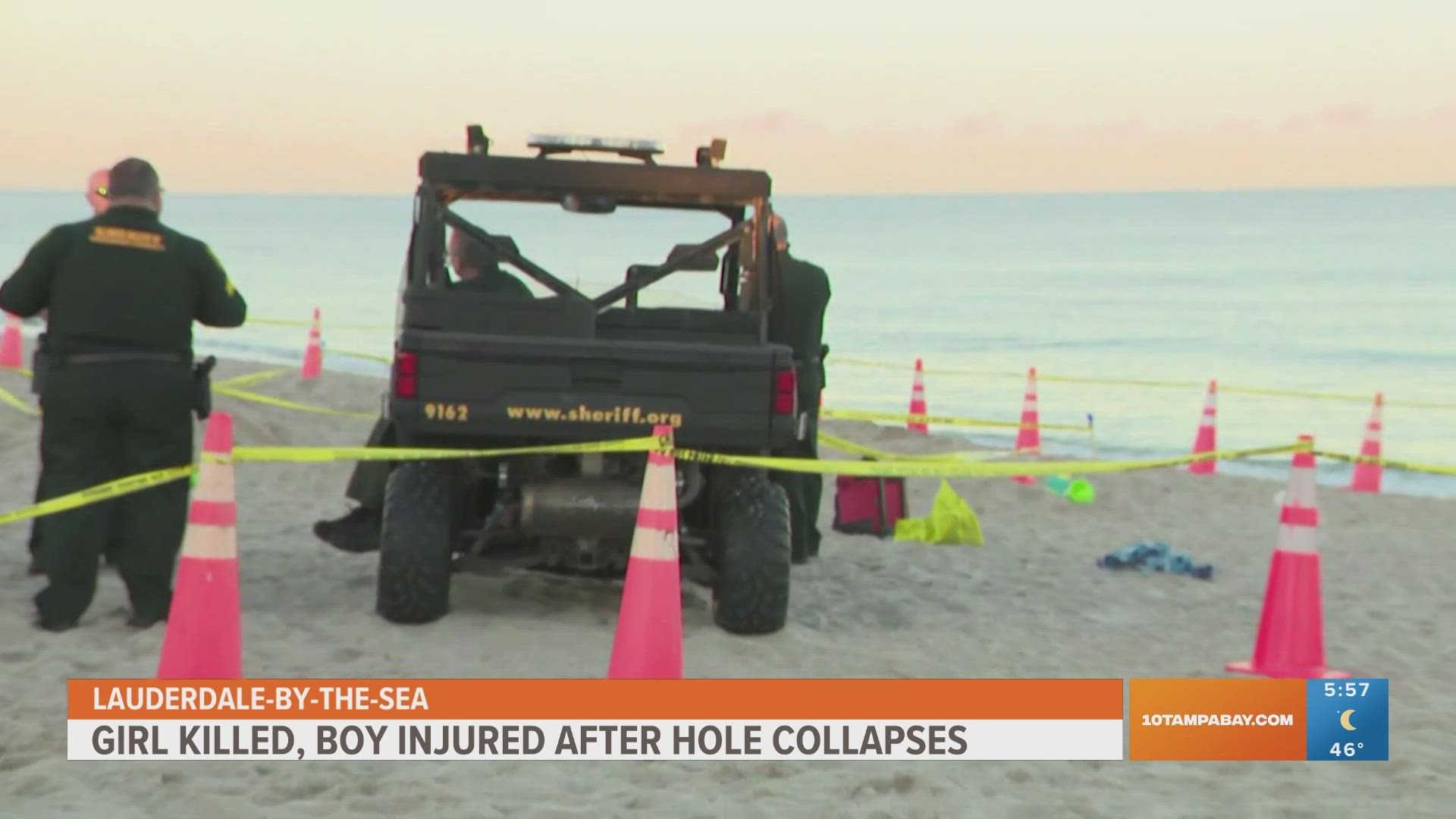 The girl, about 7 years old, was completely buried in the sand underneath the boy, authorities told local news outlets.