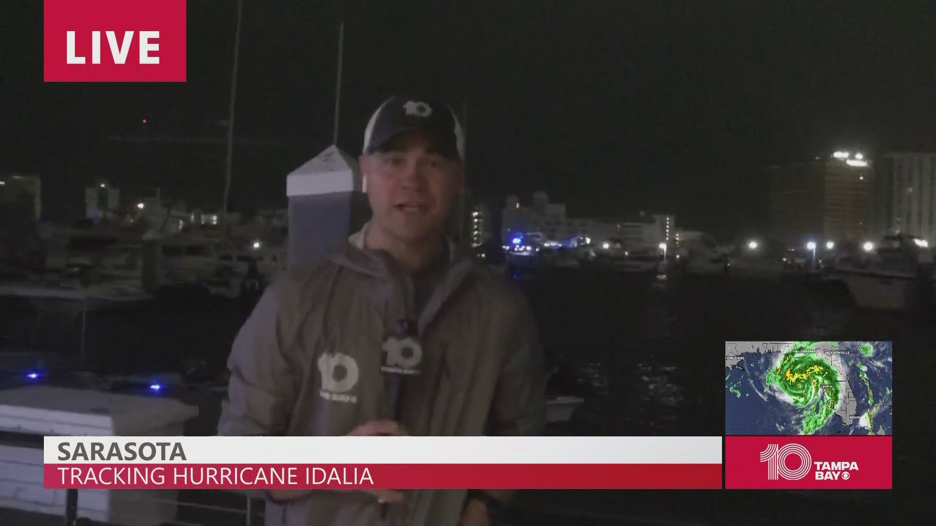 Sarasota has seen rising winds and rains with the greatest impacts so far being caused by a boat breaking loose in a marina.