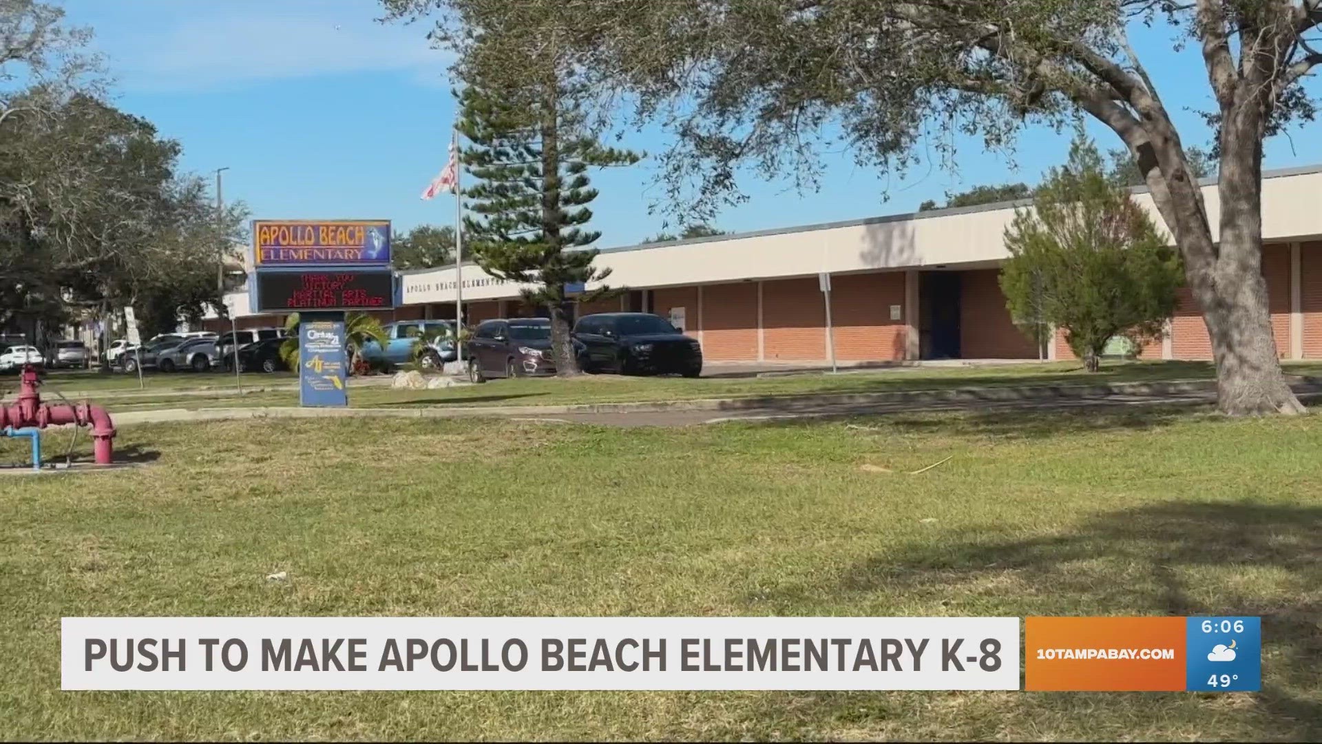 Some parents are asking the school board to convert Apollo Beach Elementary into a K-8 school as the nearby middle school is crowded.