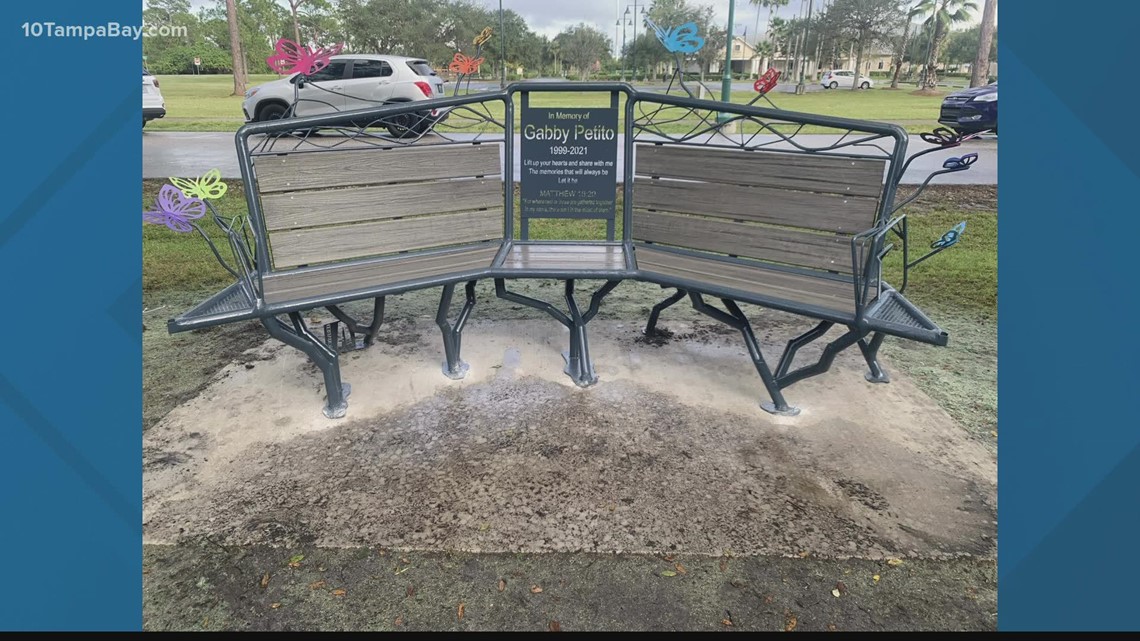 Gabby Petito memorial bench now sits at North Port City Hall