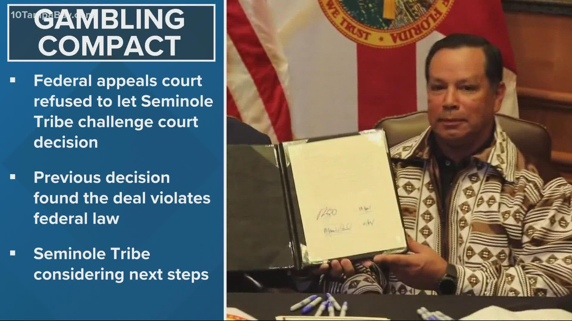 The Seminole Tribe of Florida is currently appealing a federal judge's decision that temporarily puts an end to sports betting in the state.